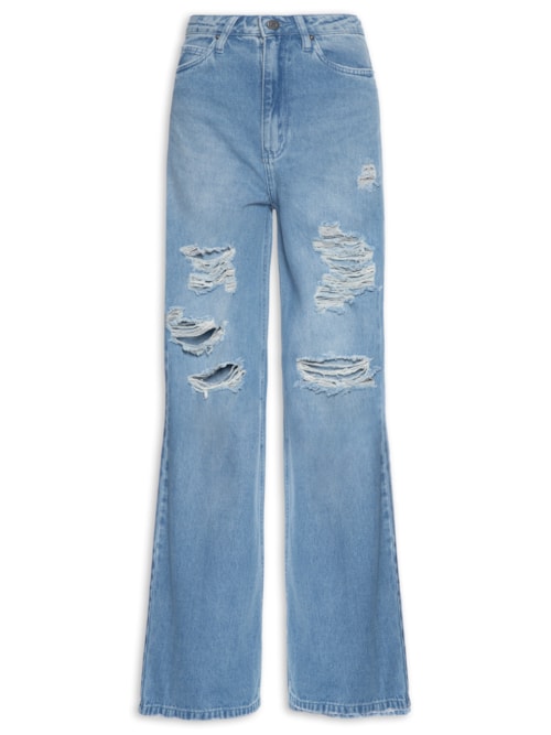 Calça Feminina Jeans Infinity Wide Leg – Azul