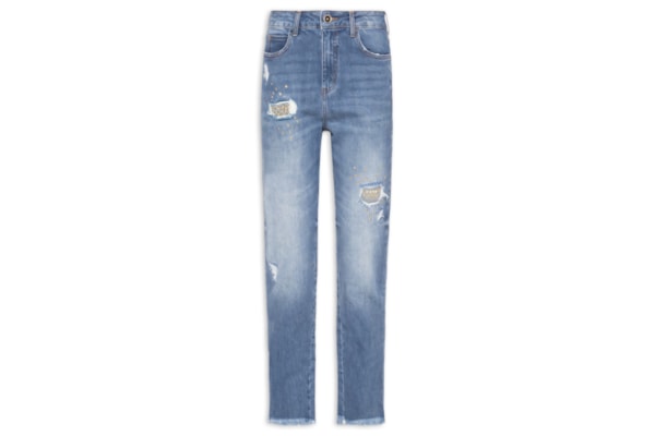 Calça Feminina Jeans Kendall Com Aplicação - Azul