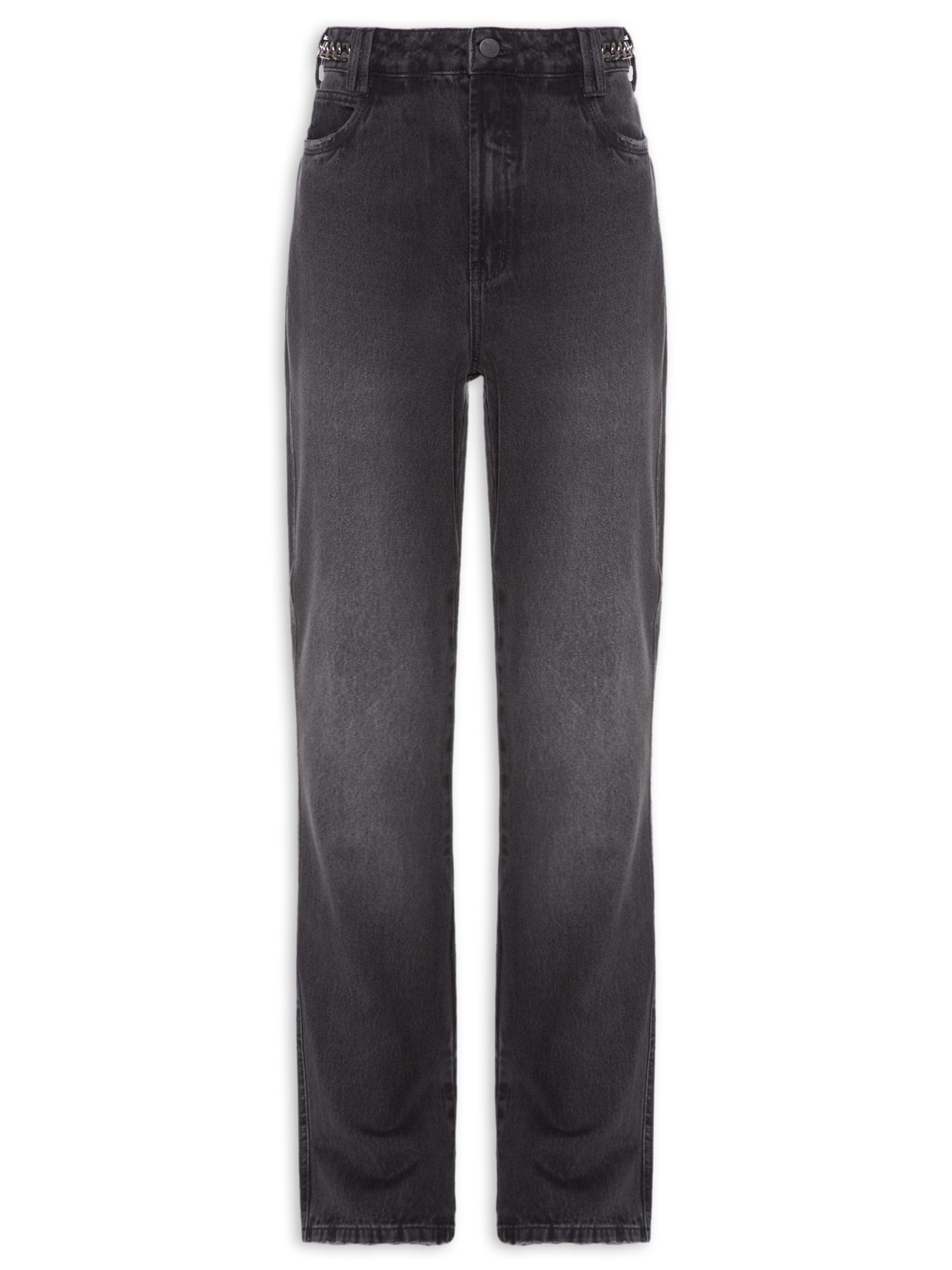 Calça Feminina Jeans Kendall Com Correntes Preto Colcci