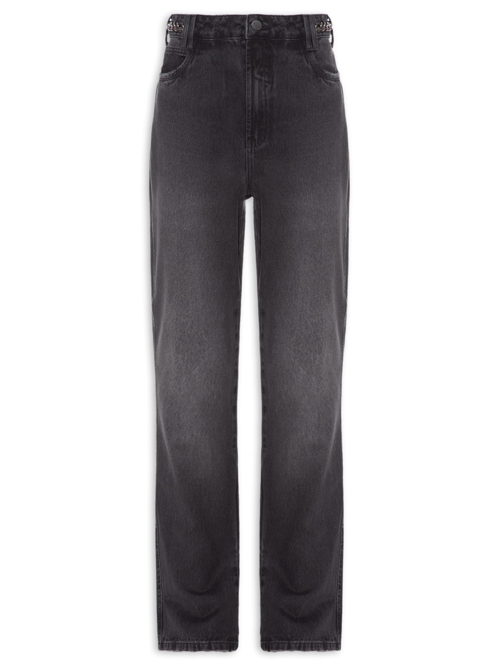 Calça Feminina Jeans Kendall Com Correntes Preto Colcci