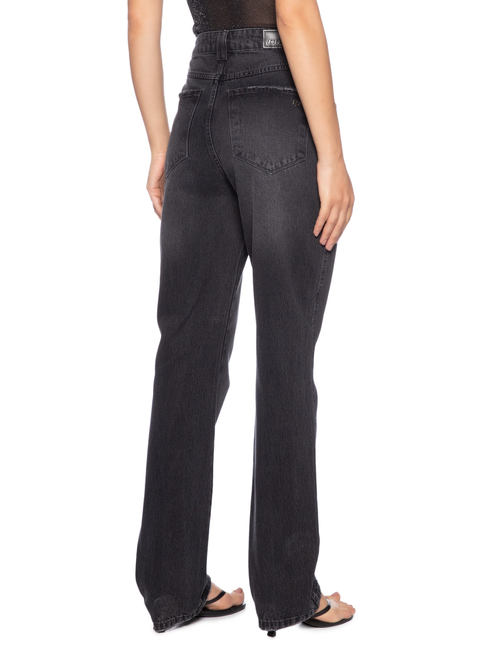 Calça Feminina Jeans Kendall Com Correntes Preto Colcci