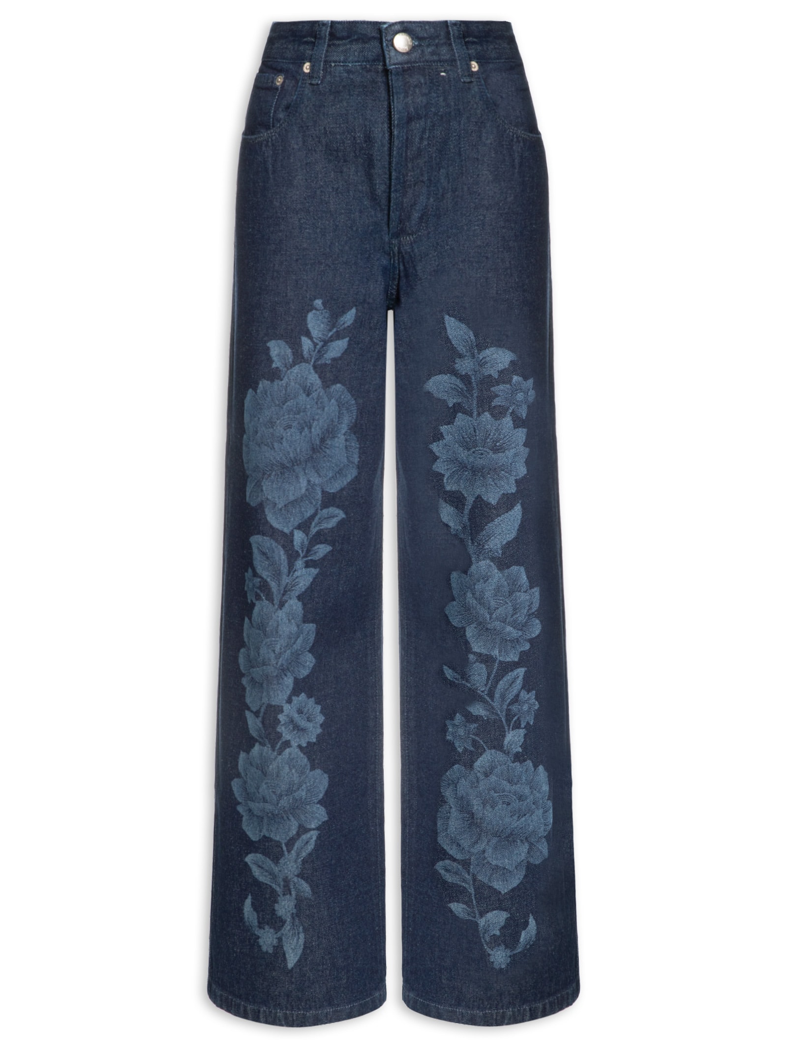 Calça Feminina Jeans Laser Floral Azul Farm