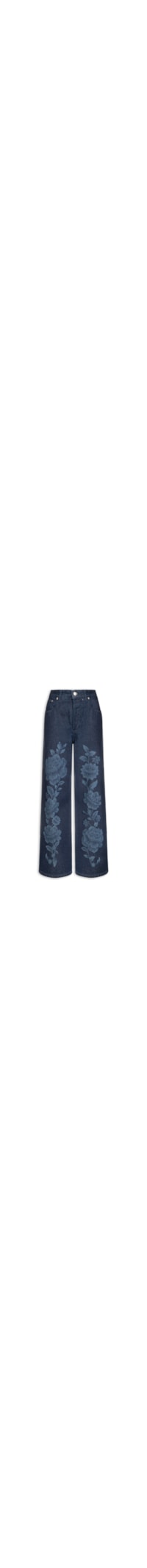 Calça Feminina Jeans Laser Floral - Azul
