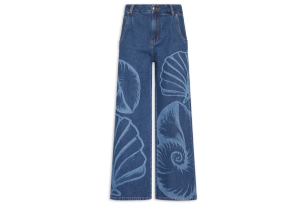 Calça Feminina Jeans Laser Maxi Concha - Azul