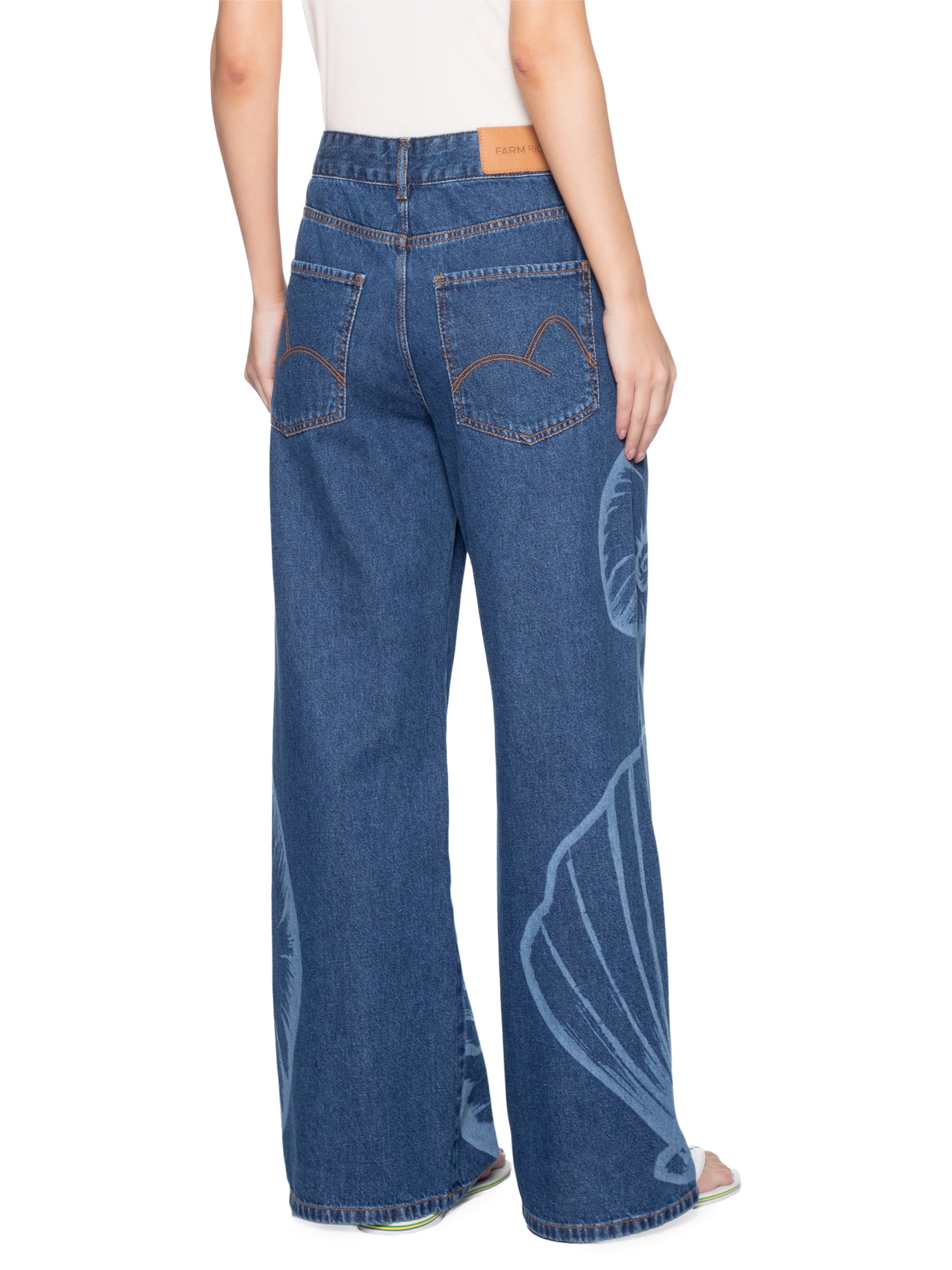 Calça Feminina Jeans Laser Maxi Concha Azul Farm