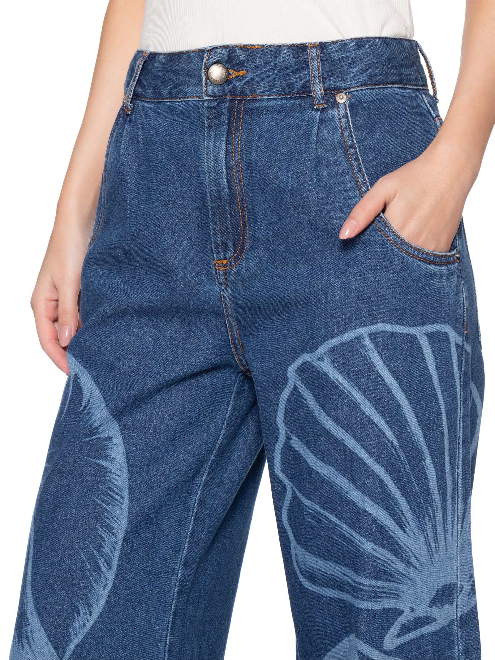 Calça Feminina Jeans Laser Maxi Concha Azul Farm