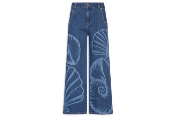 Calça Feminina Jeans Laser Maxi Concha - Azul