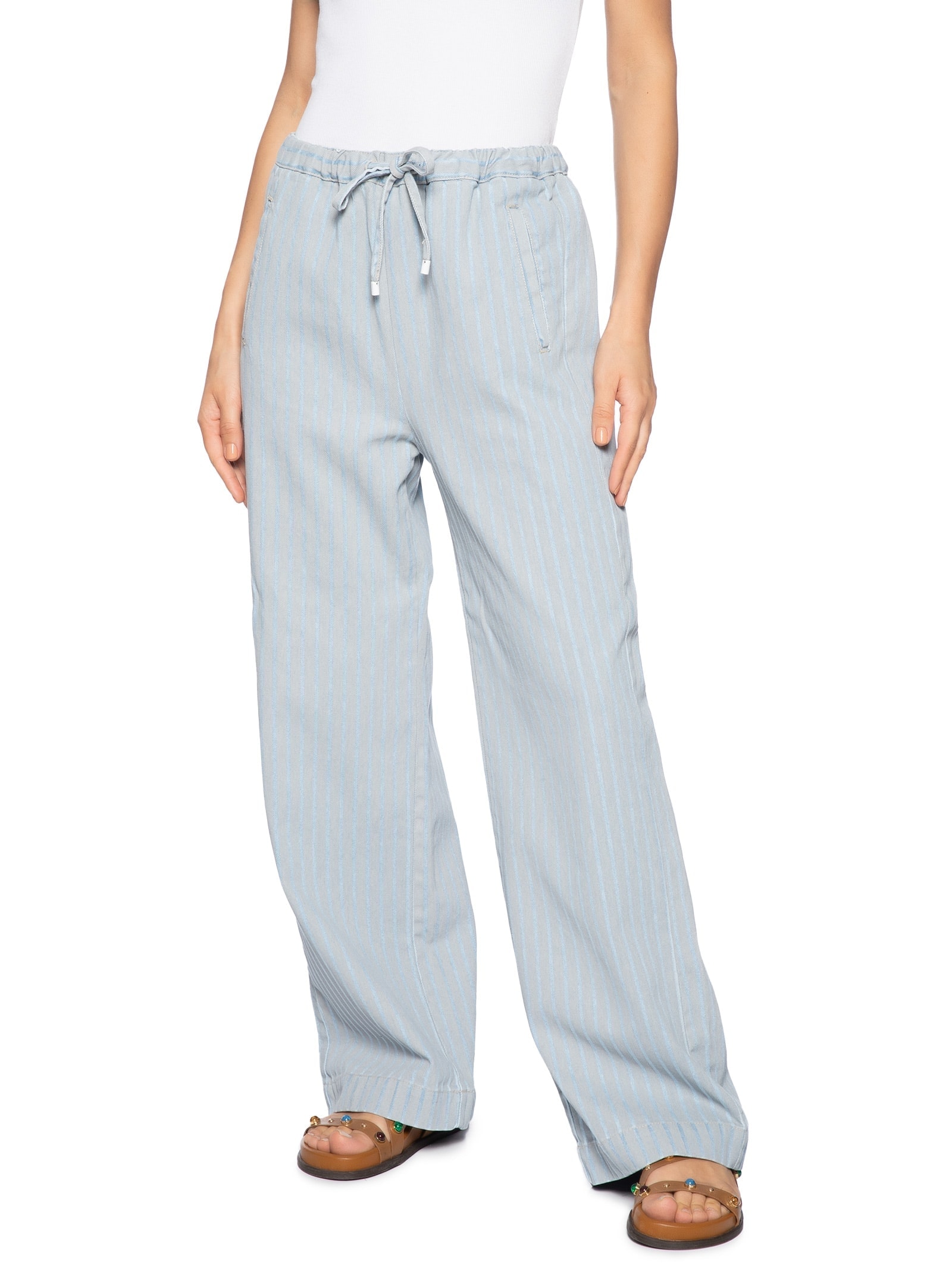 Calça Feminina Jeans Listrada Azul Farm