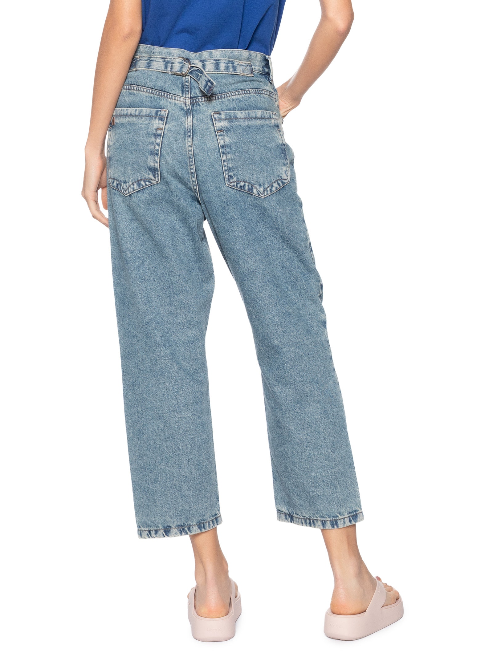 Calça Feminina Jeans Long Rise Martingale Azul  Animale Jeans