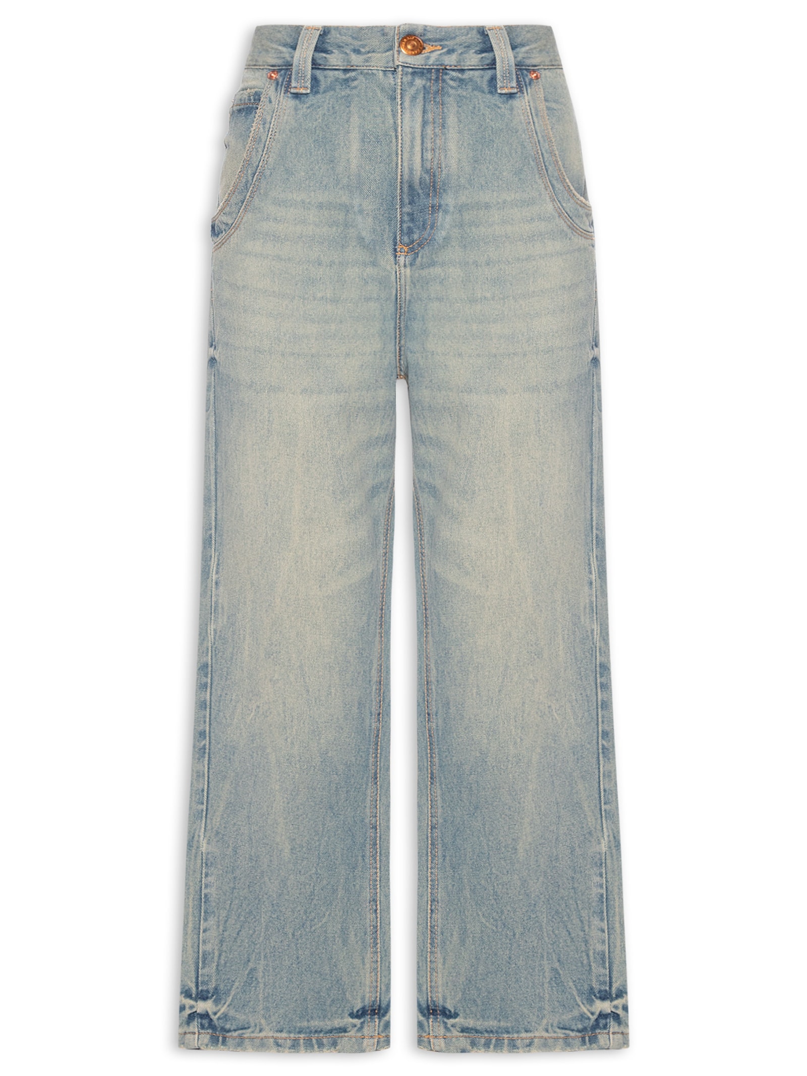Calça Feminina Jeans Long Rise Rock Dirty Azul Animale Jeans
