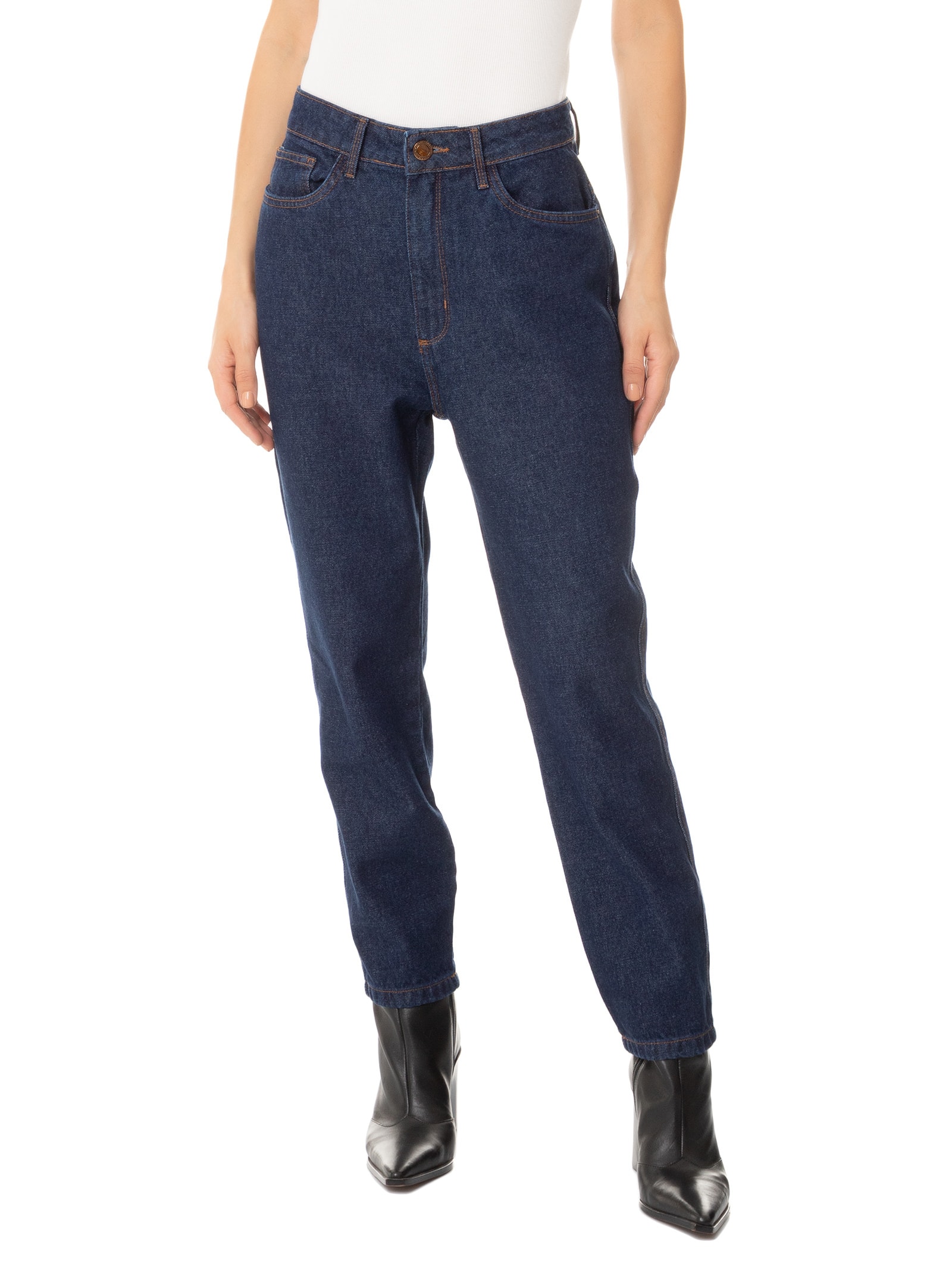 Calça Feminina Jeans Luna Mom Super High Azul Lança Perfume