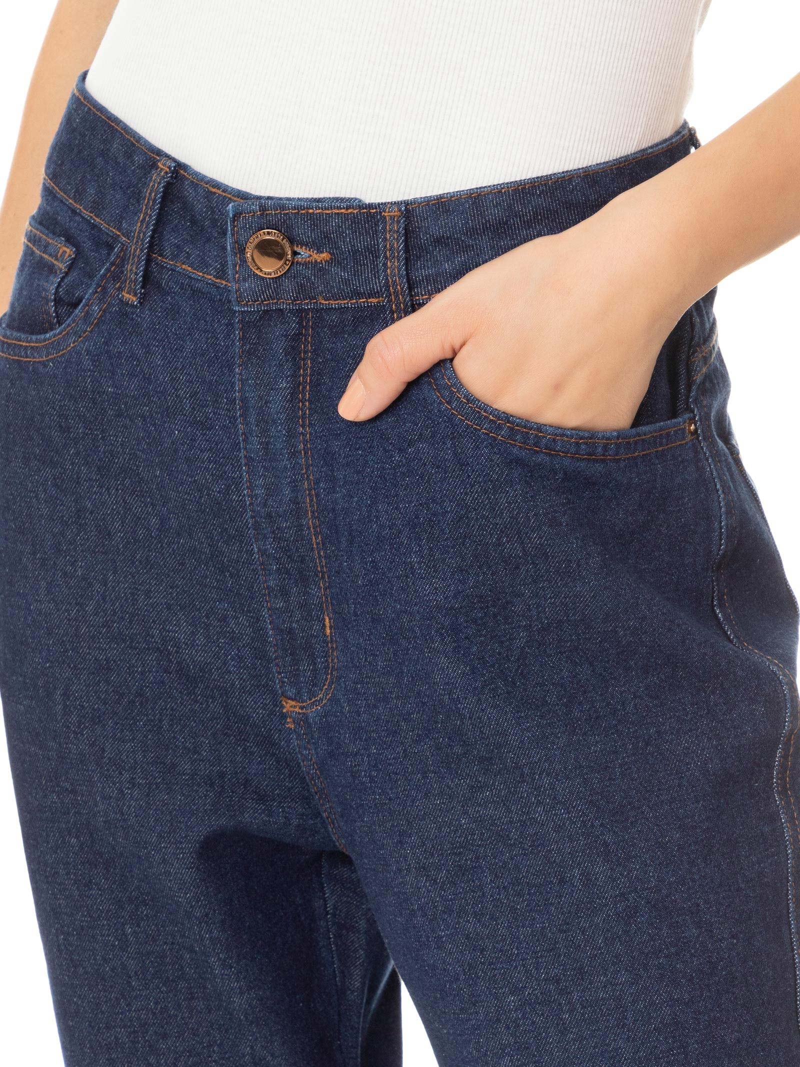 Calça Feminina Jeans Luna Mom Super High Azul Lança Perfume