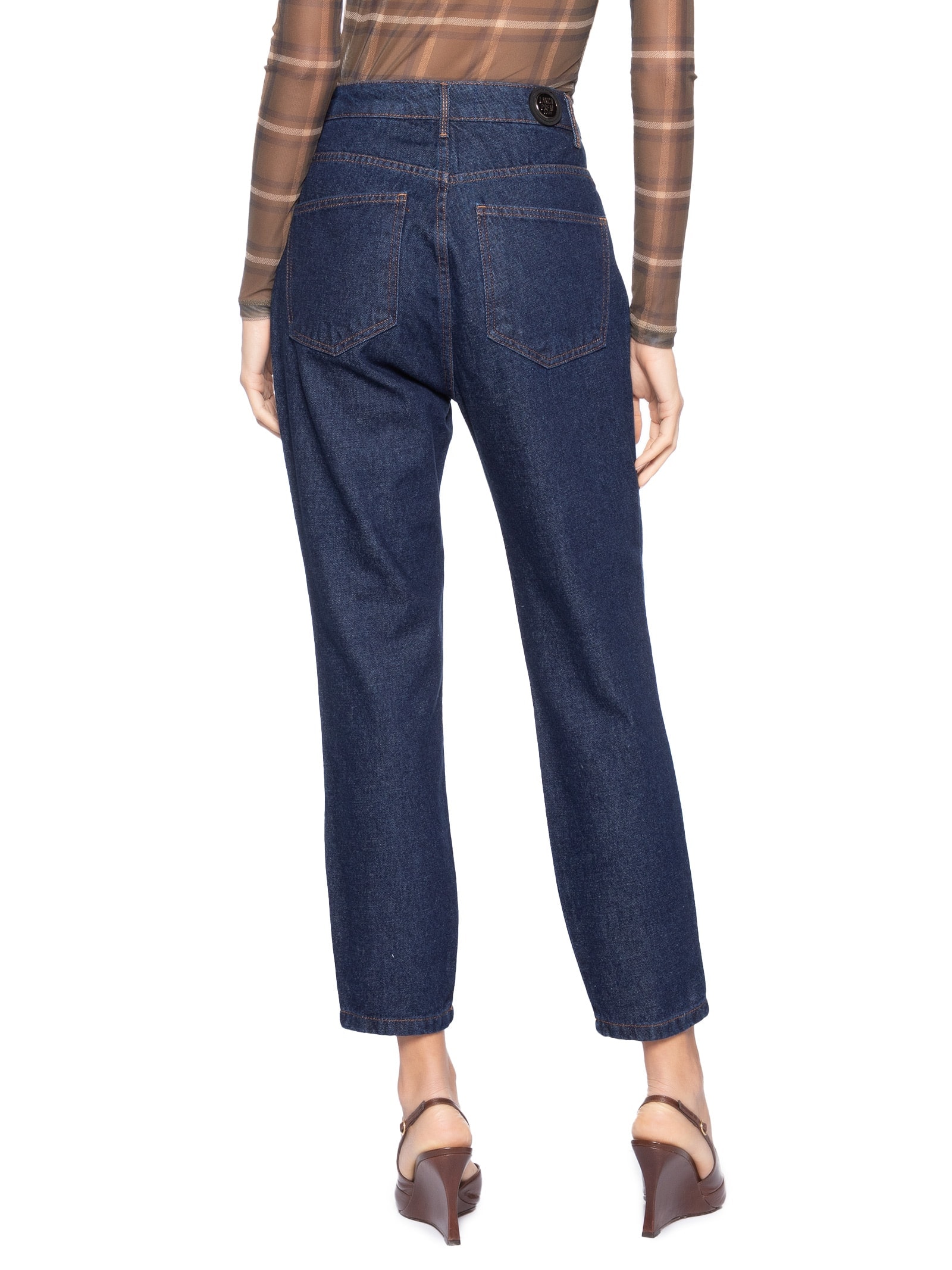 Calça Feminina Jeans Luna Mom Super High Azul Lança Perfume