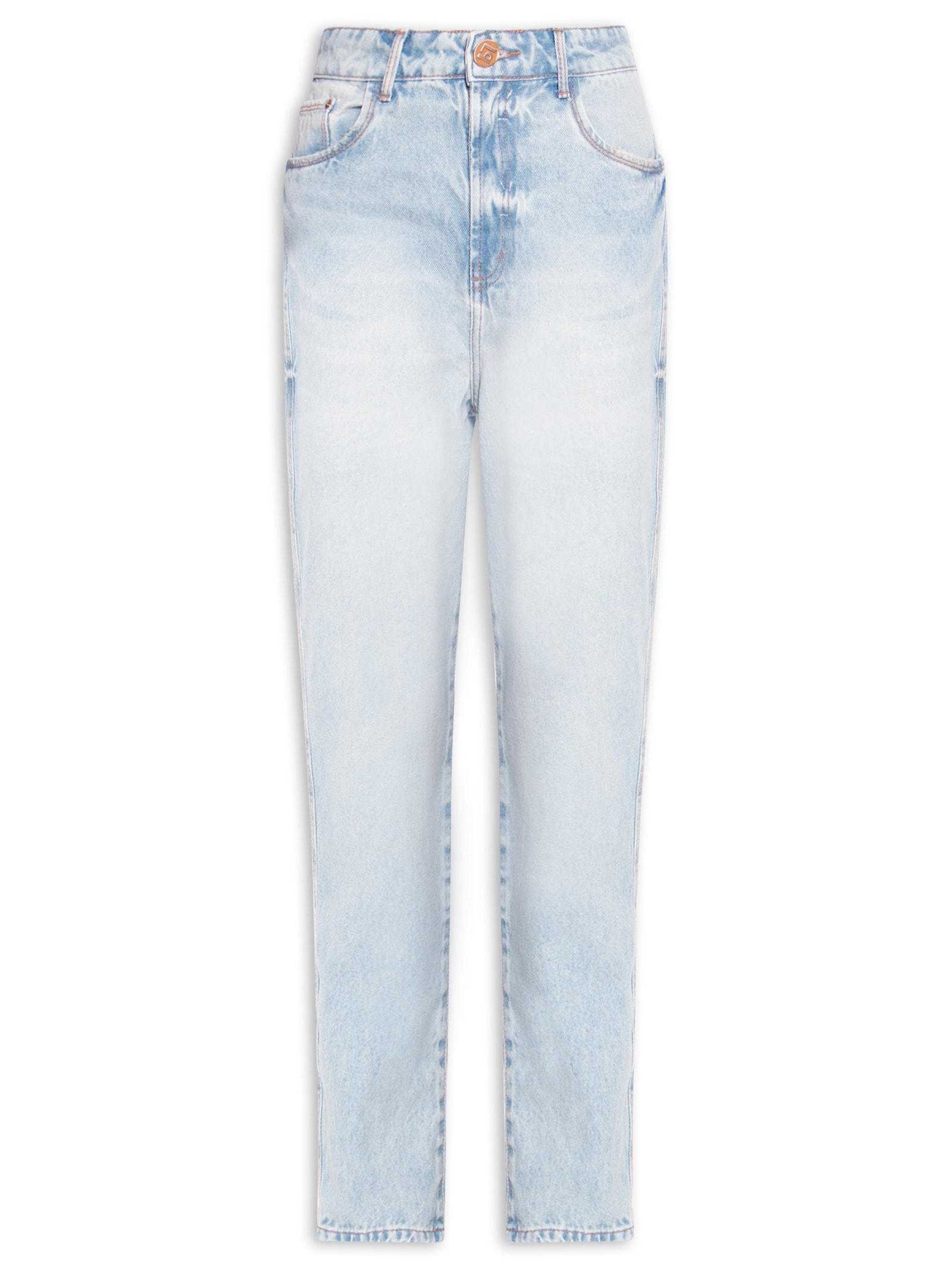 Calça Feminina Jeans Luna Mom Super High Azul Lança Perfume