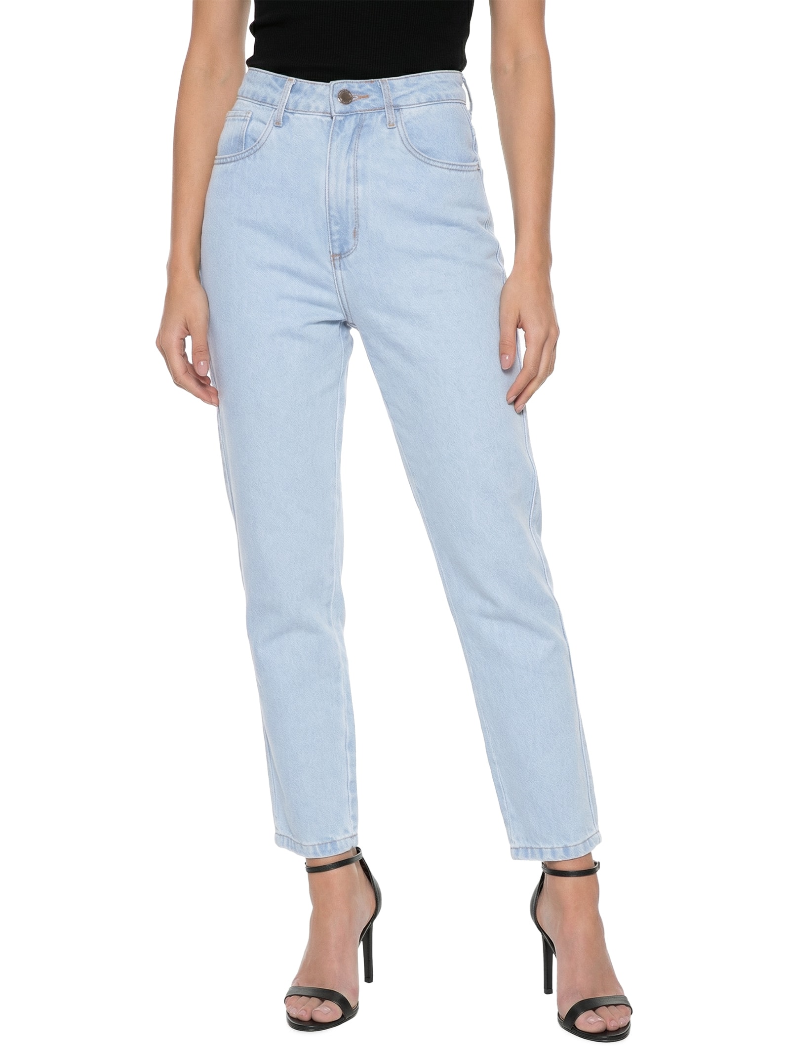 Calça feminina Jeans Luna Momo Super High Azul Lança Perfume