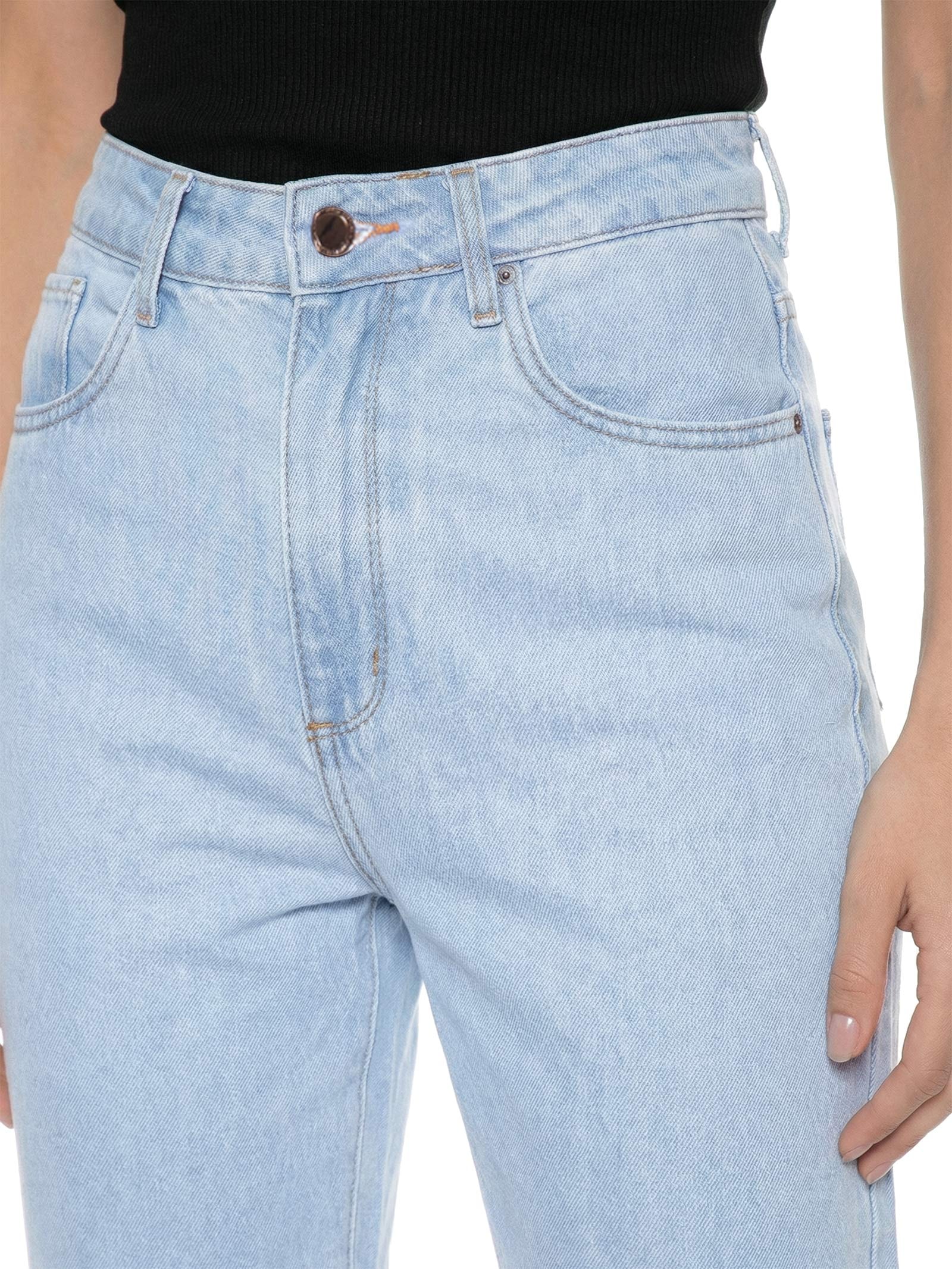Calça feminina Jeans Luna Momo Super High Azul Lança Perfume