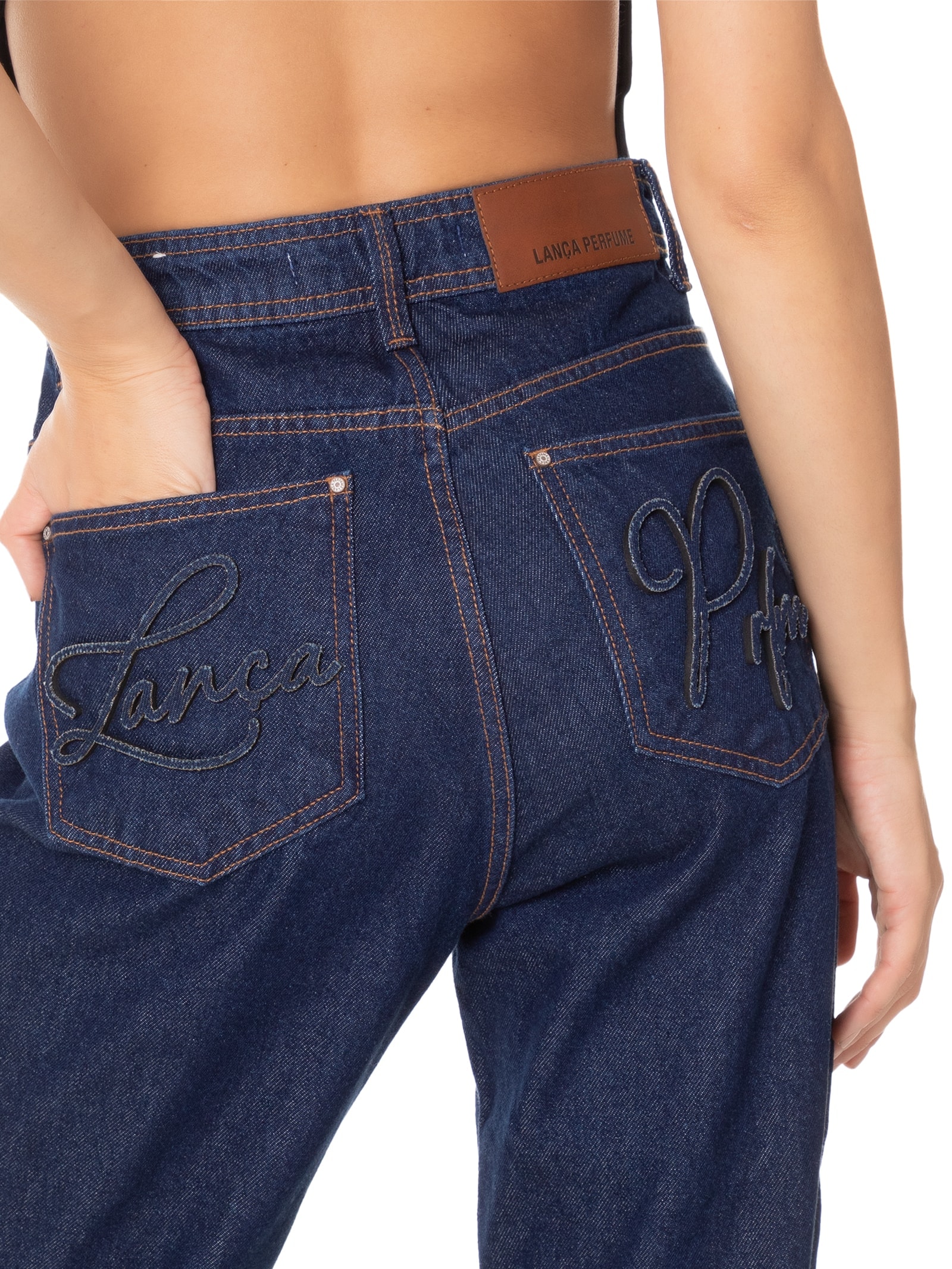 Calça Feminina Jeans Luna Super High Azul Lança Perfume
