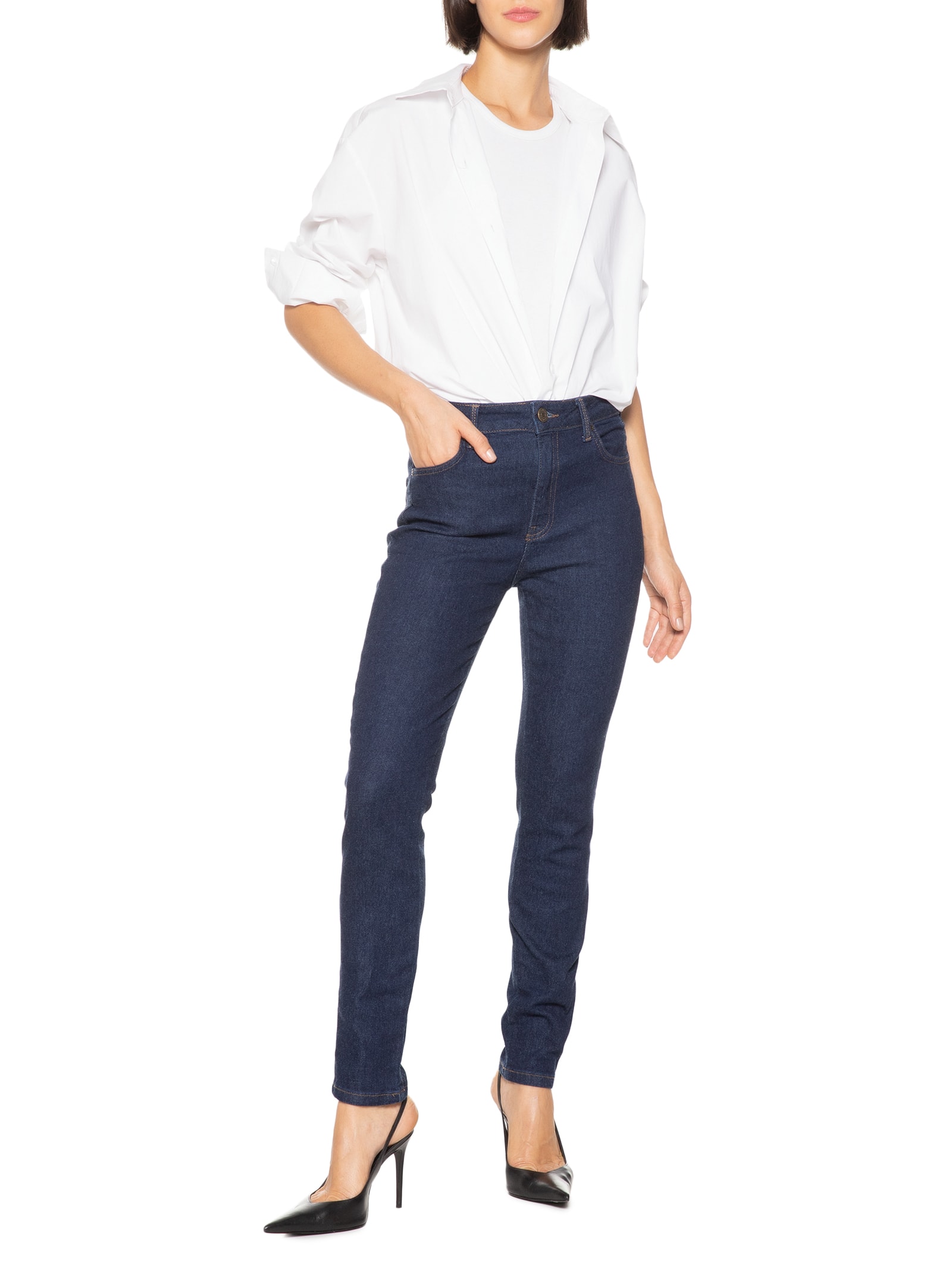 Calça Feminina Jeans Marisa 2 Cigarrete Azul Forum