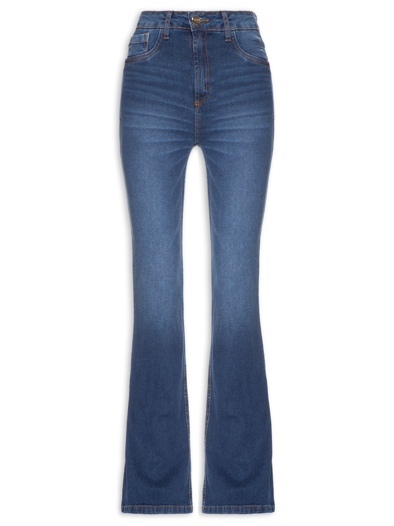 Calça Feminina Jeans Minerva Flare Super High Azul Lança Perfume