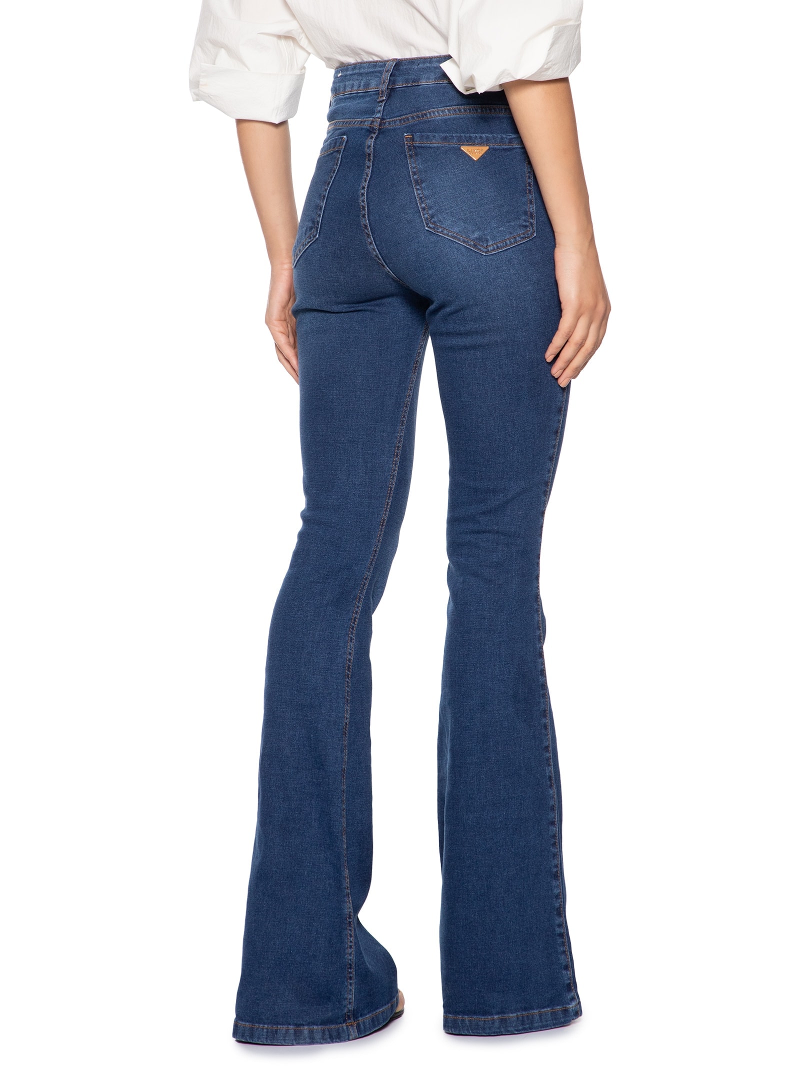 Calça Feminina Jeans Minerva Flare Super High Azul Lança Perfume