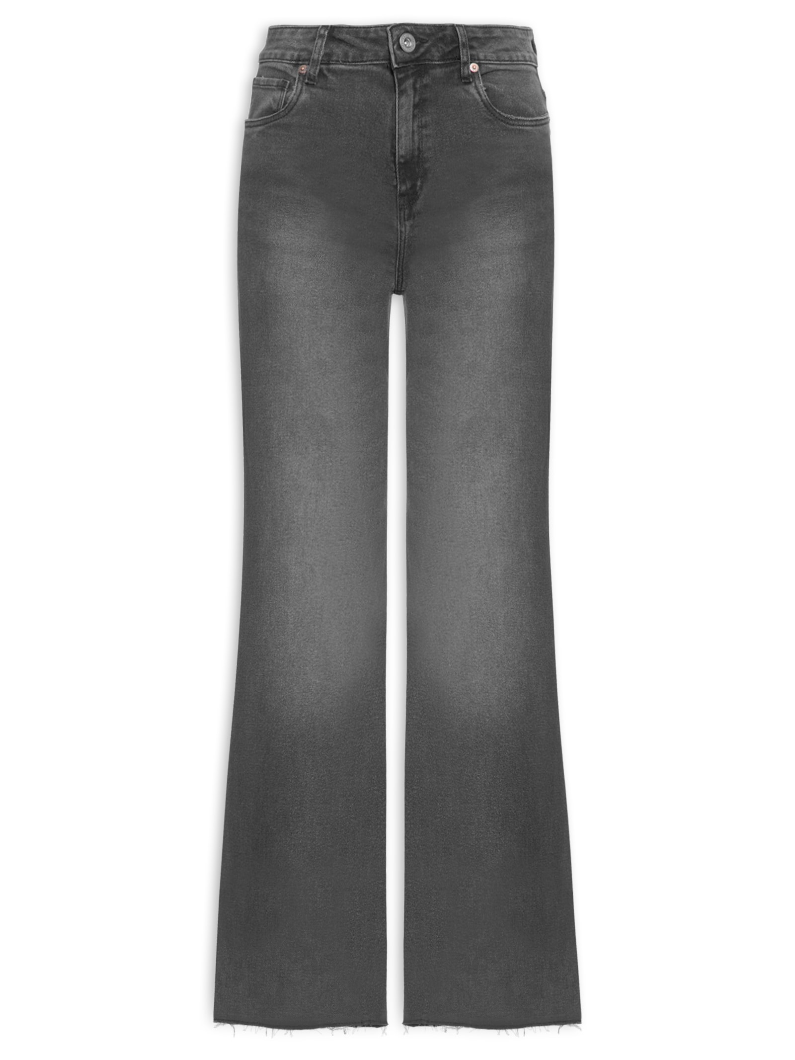 Calça Feminina Jeans Mini Wides Bigodes Preto Maria Filó