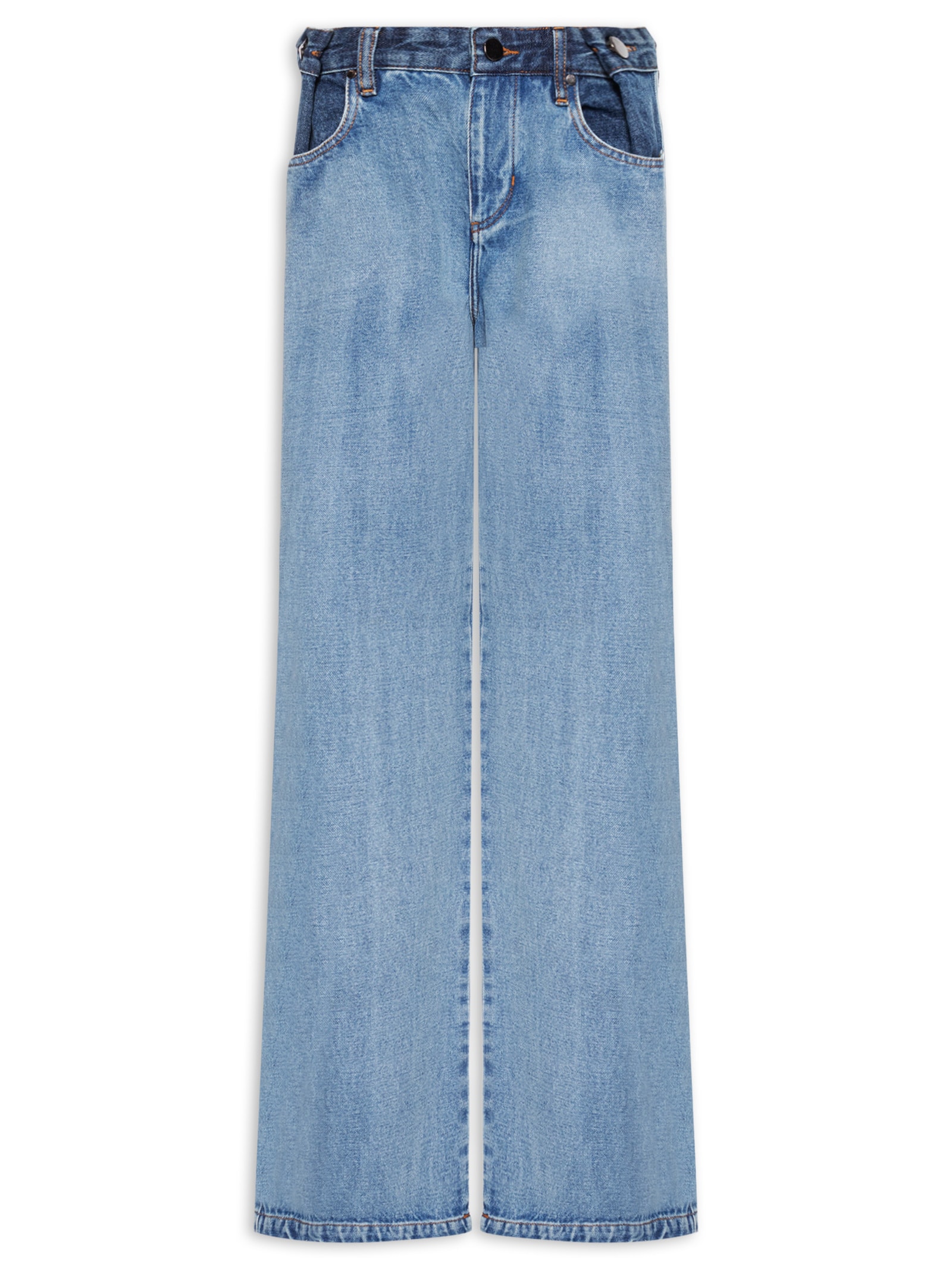 Calça Feminina Jeans Mix Prega Bolso Azul Animale