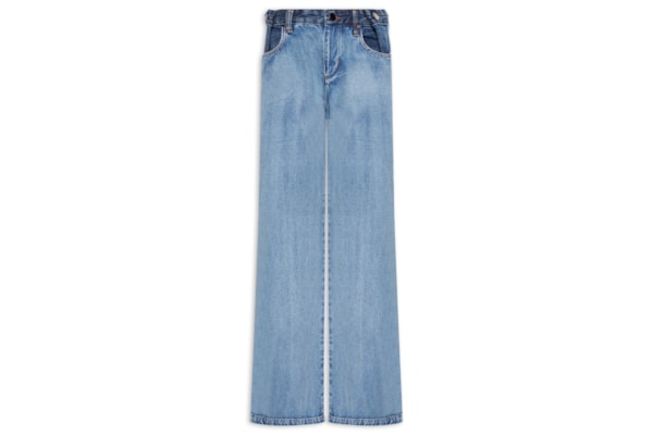 Calça Feminina Jeans Mix Prega Bolso - Azul