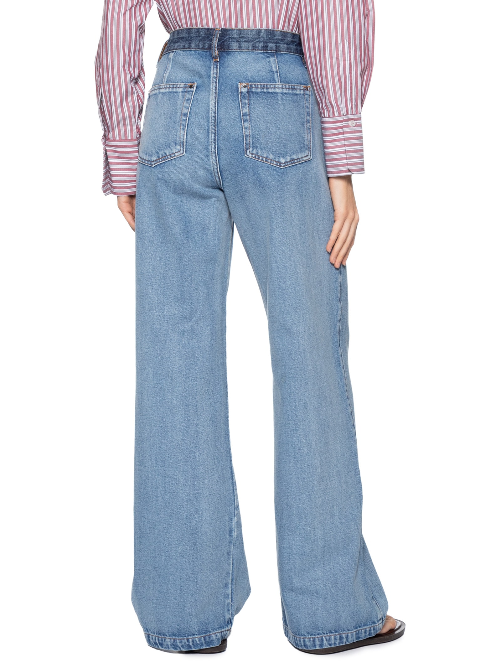 Calça Feminina Jeans Mix Prega Bolso Azul Animale