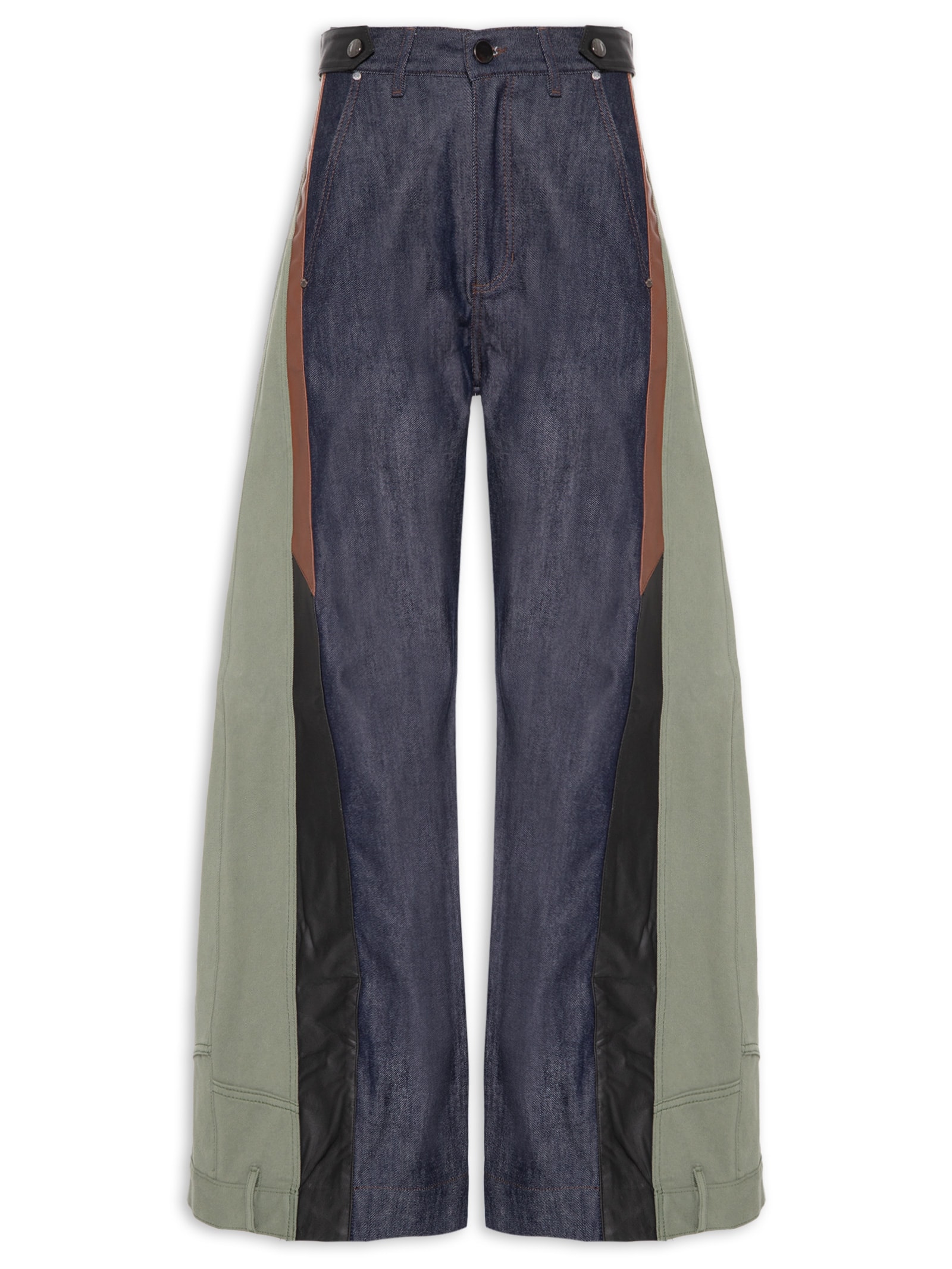 Calça Feminina Jeans Mix Sarja Couro – Azul Animale