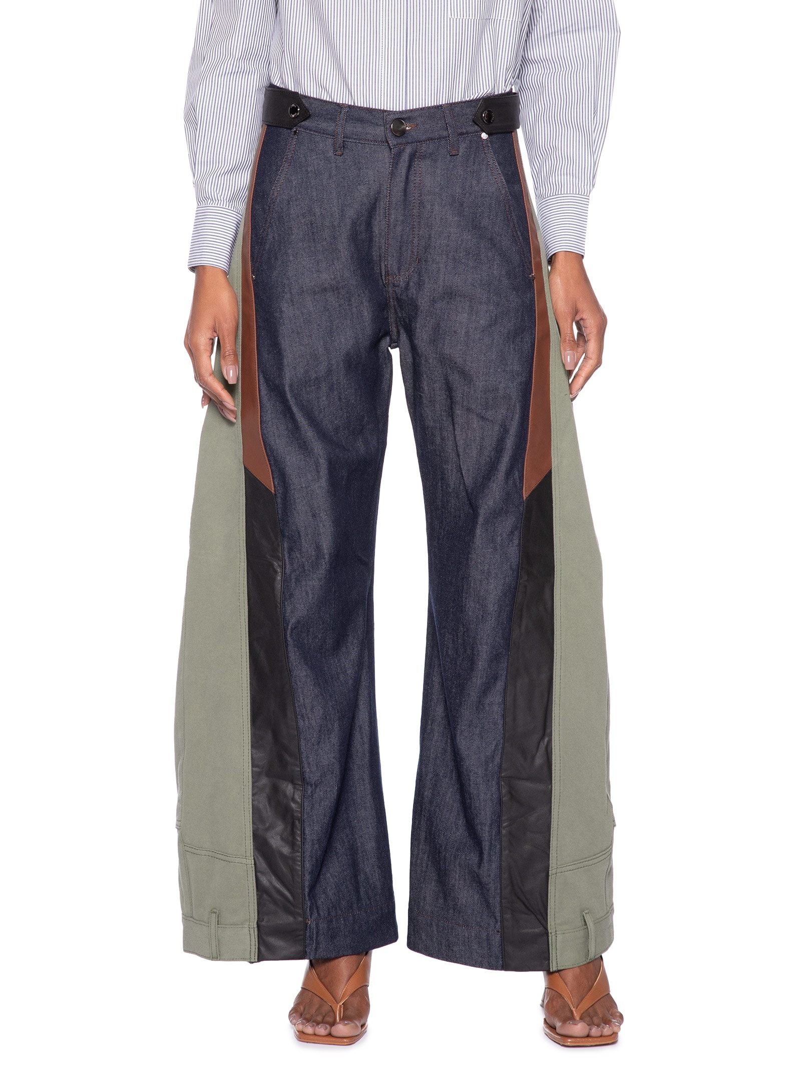 Calça Feminina Jeans Mix Sarja Couro – Azul Animale
