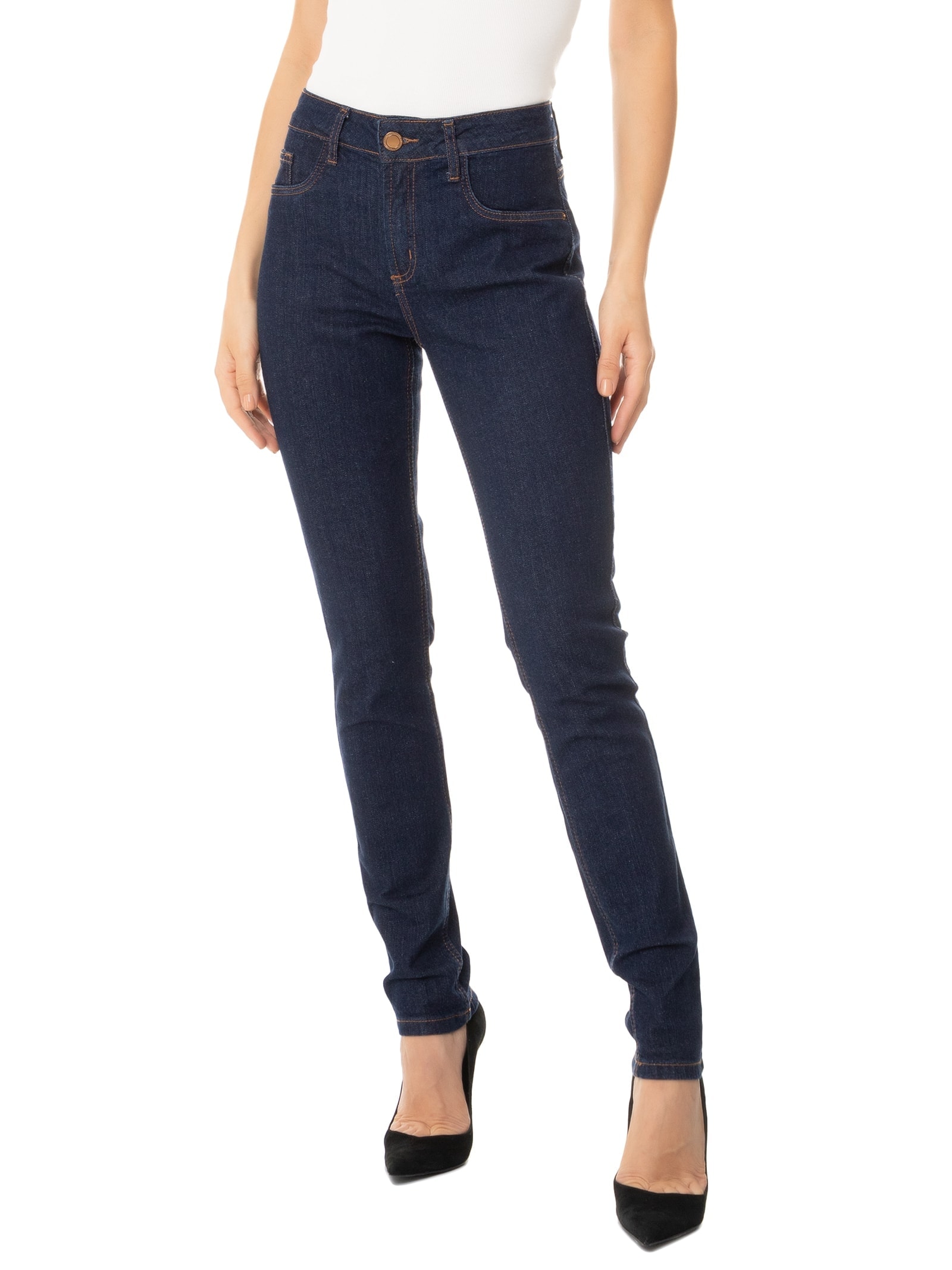 Calça Feminina Jeans Mix Skinny High Azul Lança Perfume