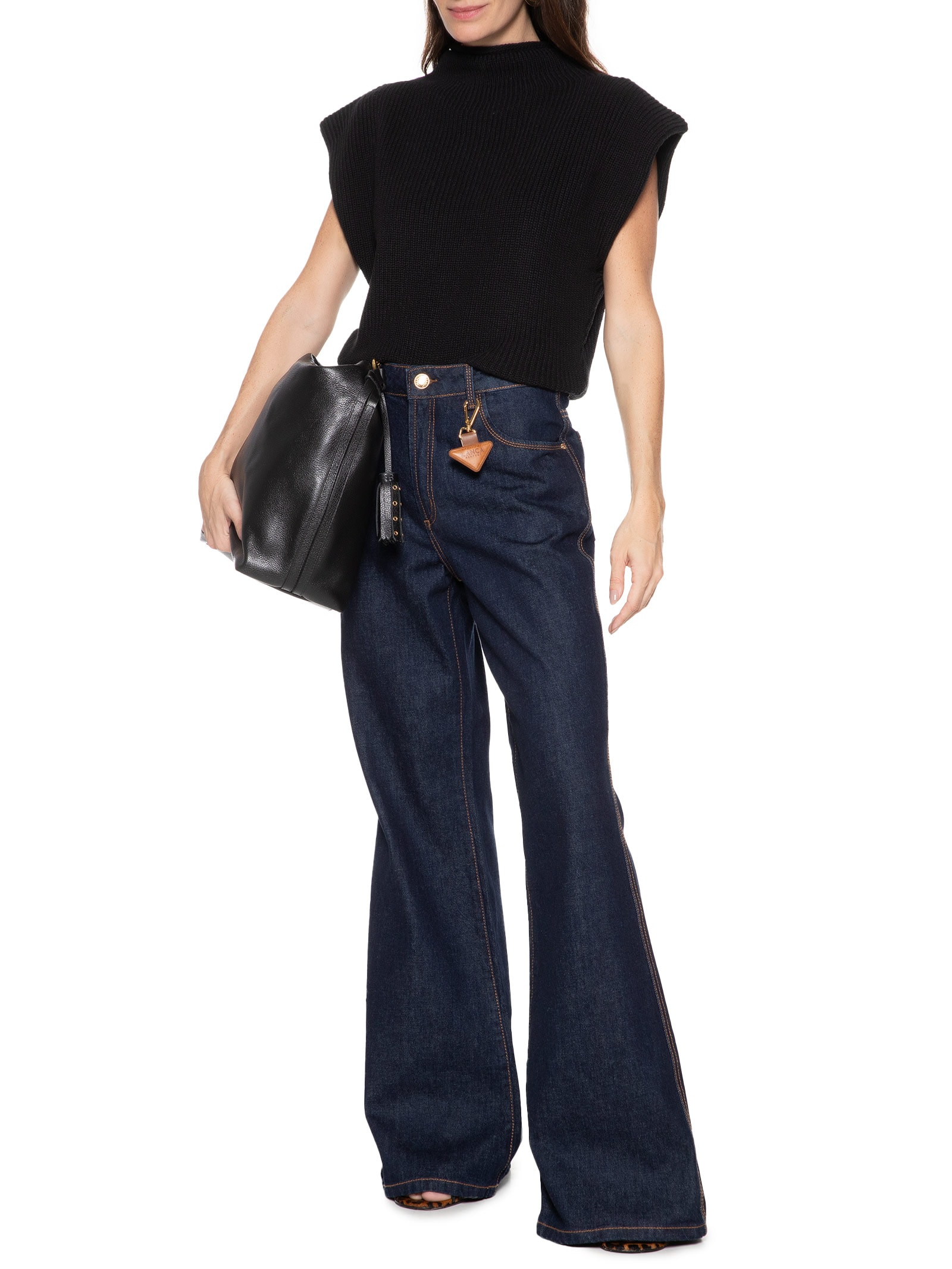 Calça Feminina Jeans New Flare Super High Azul Lança Perfume