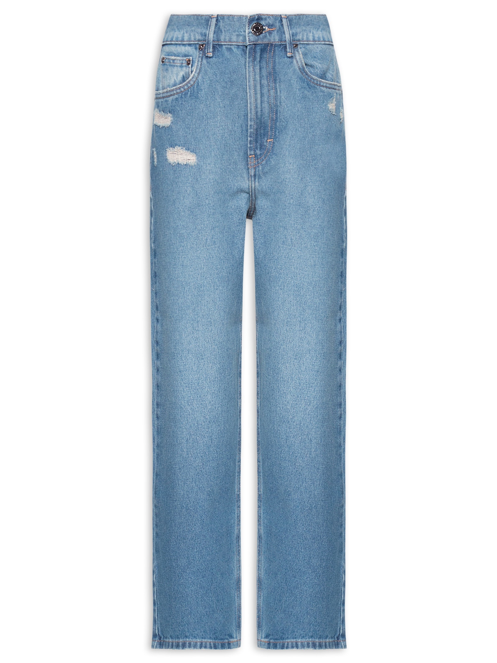 Calça Feminina Jeans Nipper Com Puidos Azul Animale Jeans