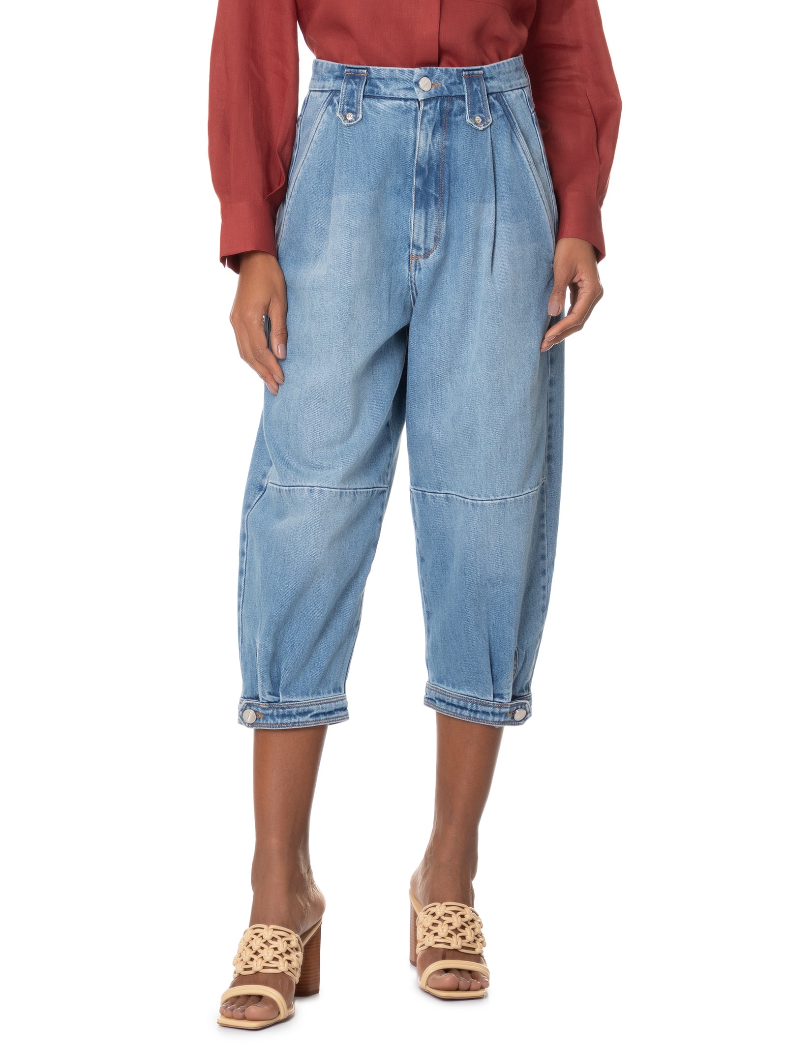 Calça Feminina Jeans Over Cintura Baixa Azul Animale