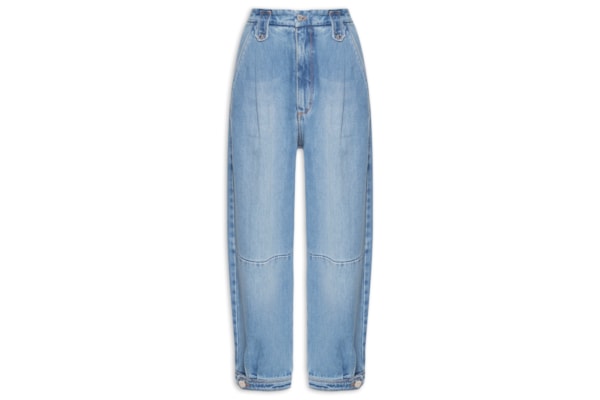 Calça Feminina Jeans Over Cintura Baixa - Azul