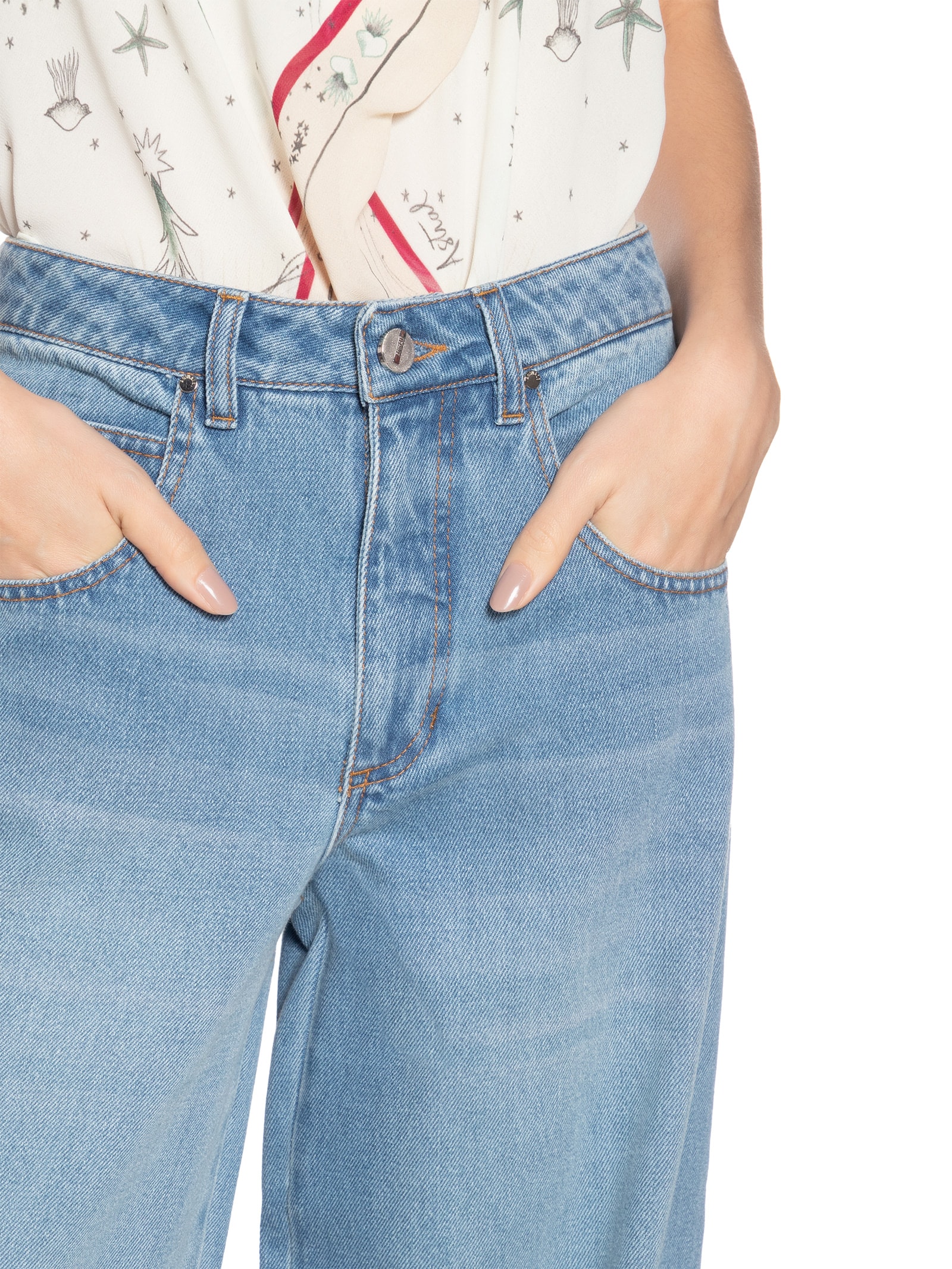 Calça Feminina Jeans Oversized Azul Animale