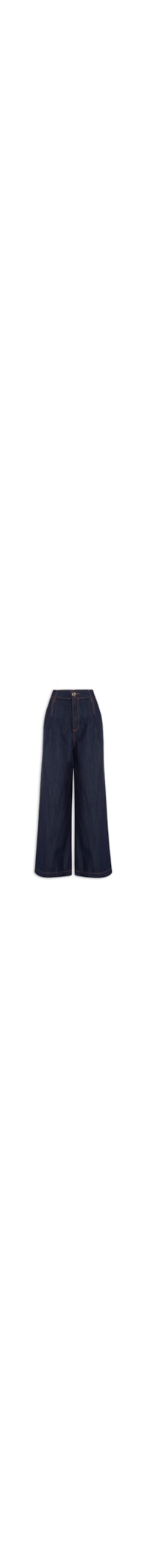 Calça Feminina Jeans Palazzo Cintura Média - Azul