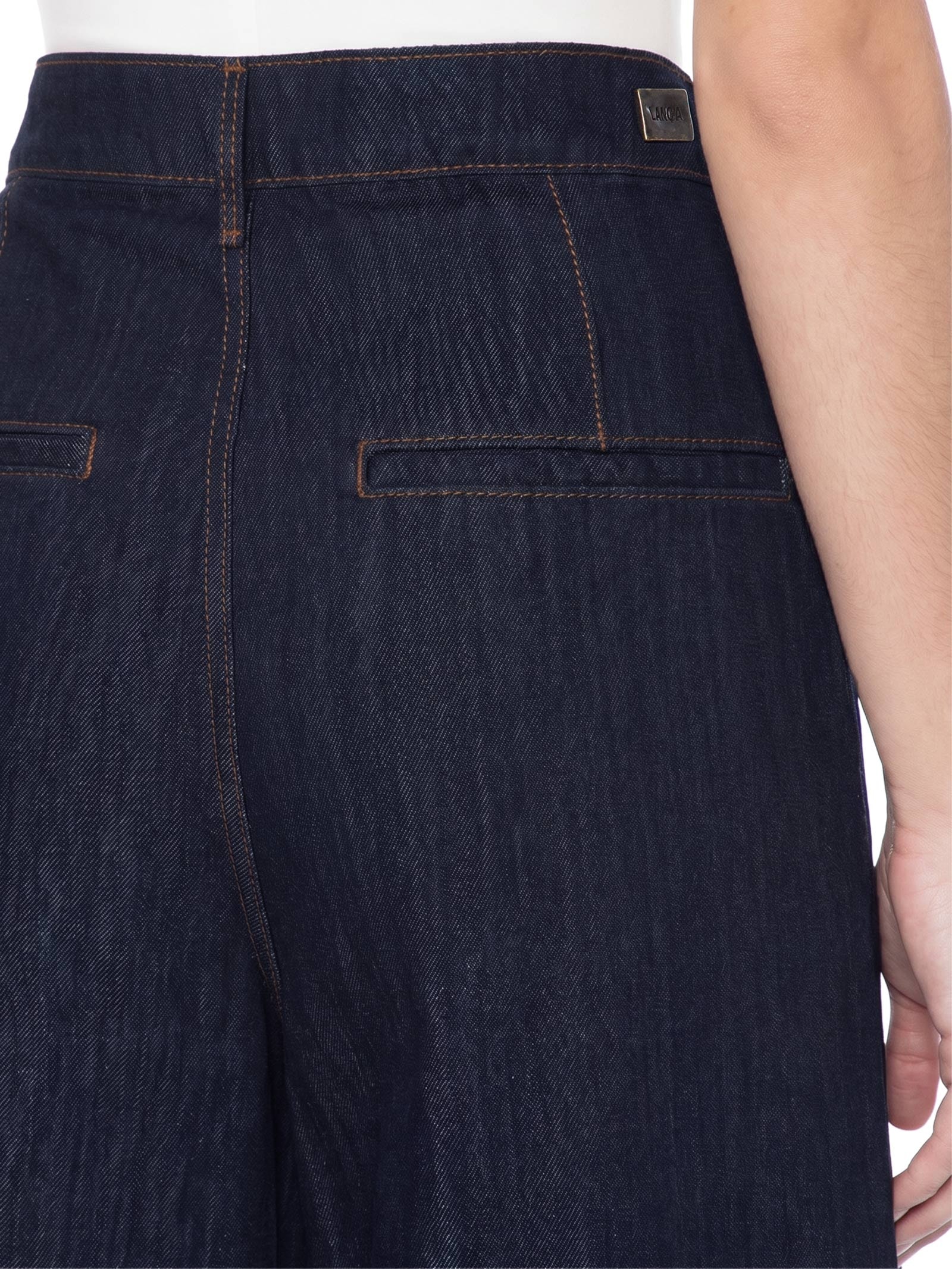 Calça Feminina  Jeans Palazzo Cintura Média Azul Lança Perfume