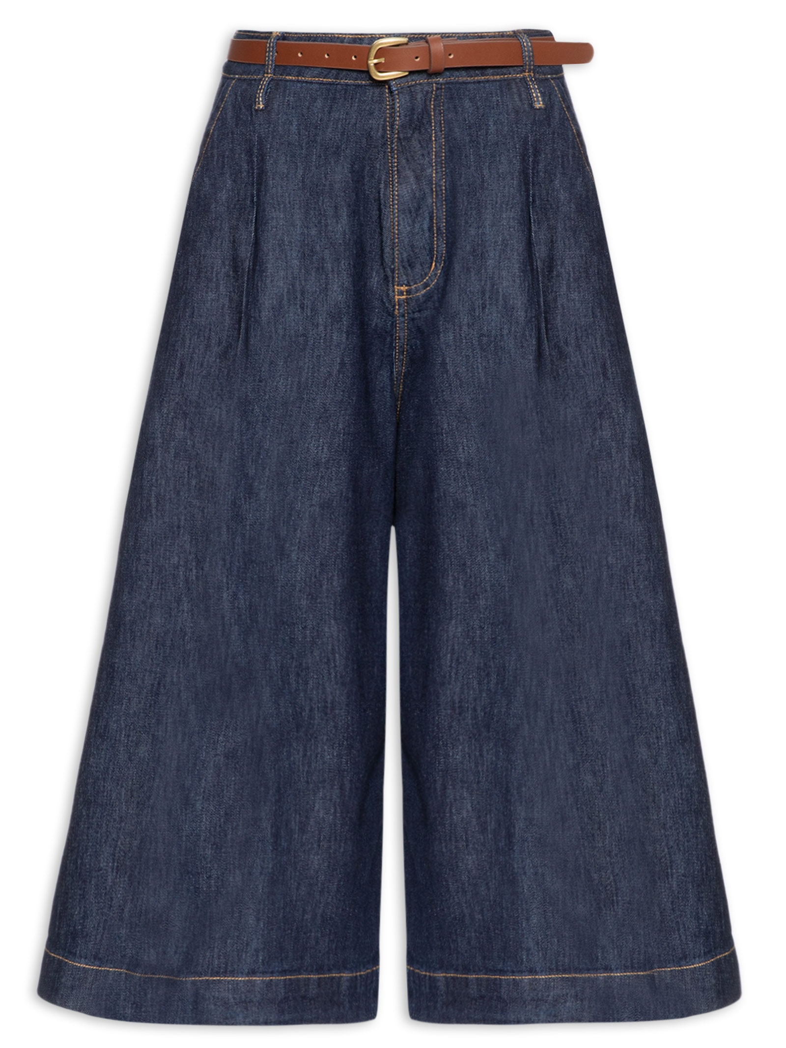 Calça Feminina Jeans Pantacourt Cintura Alta Azul Lança Perfume