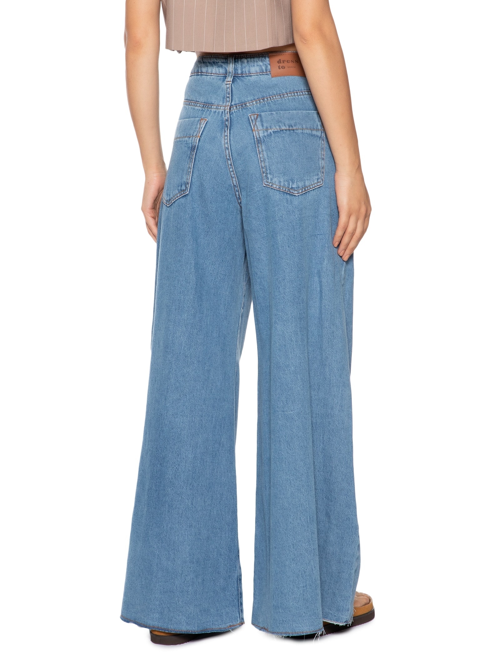 Calça Feminina Jeans Pantalona Azul Dress To