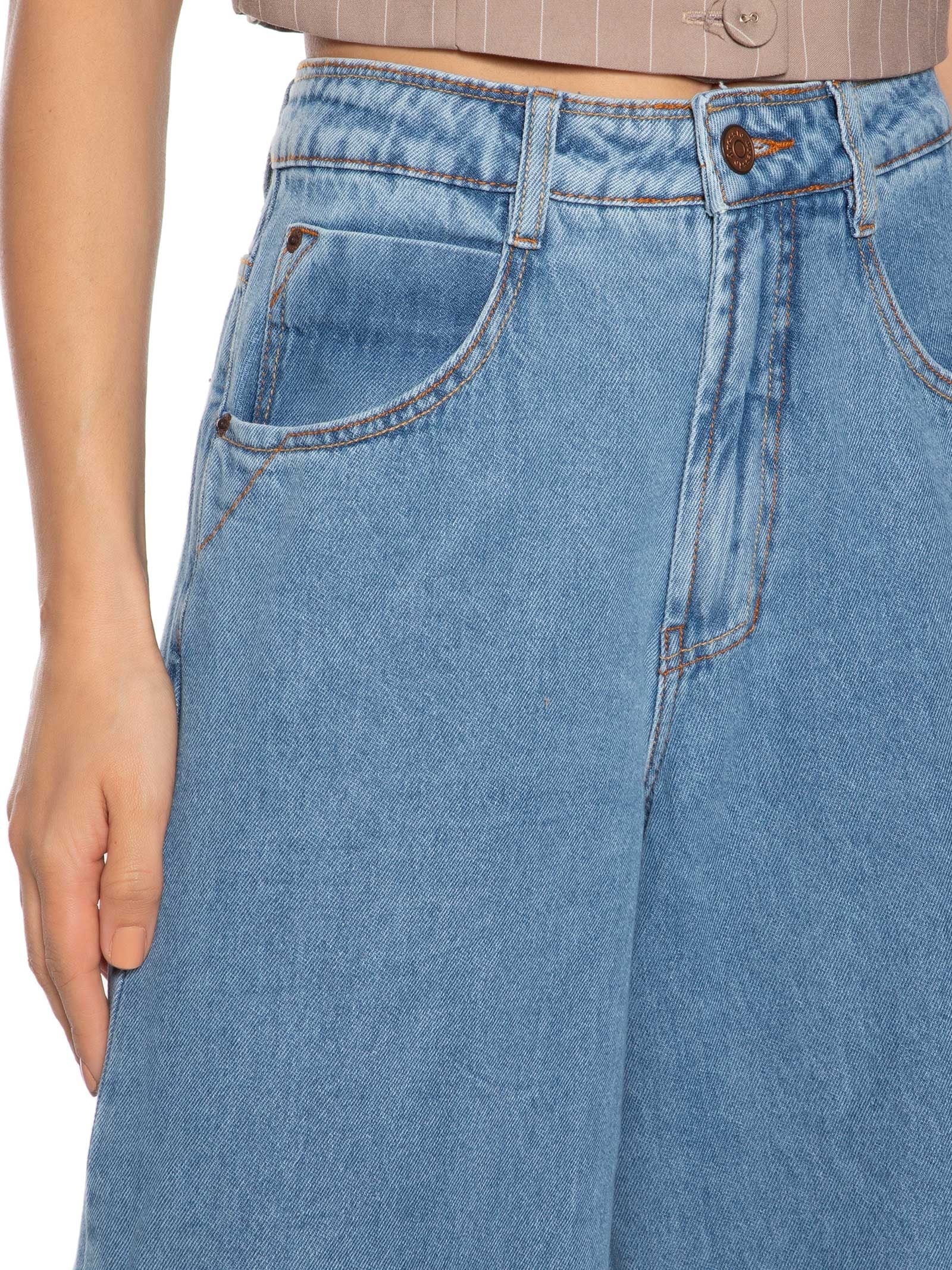 Calça Feminina Jeans Pantalona Azul Dress To