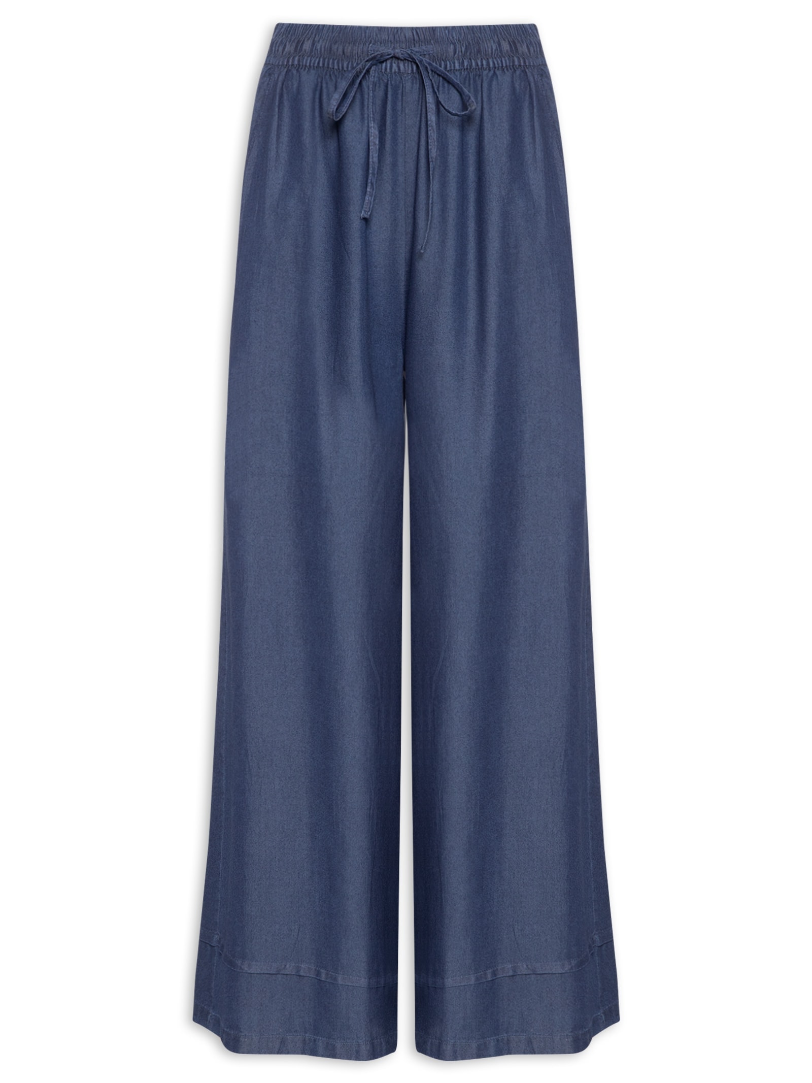 Calça Feminina Jeans Pantalona Azul Basiq