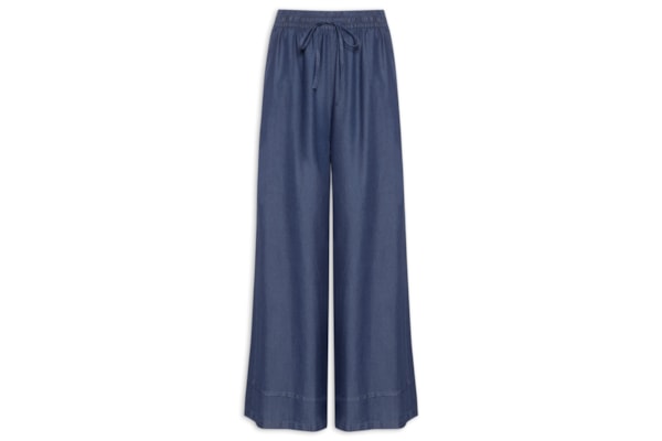 Calça Feminina Jeans Pantalona - Azul