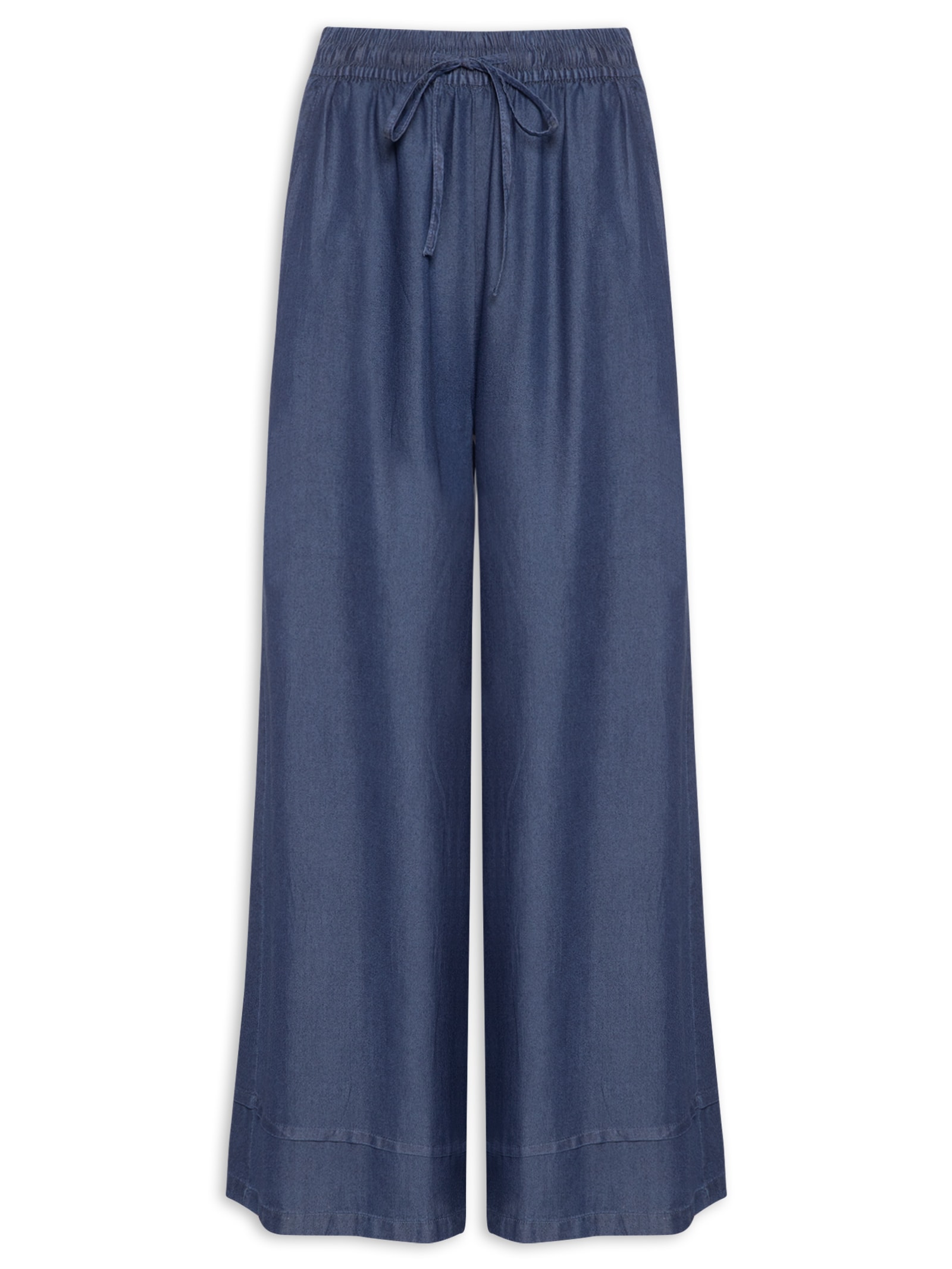 Calça Feminina Jeans Pantalona Azul Basiq