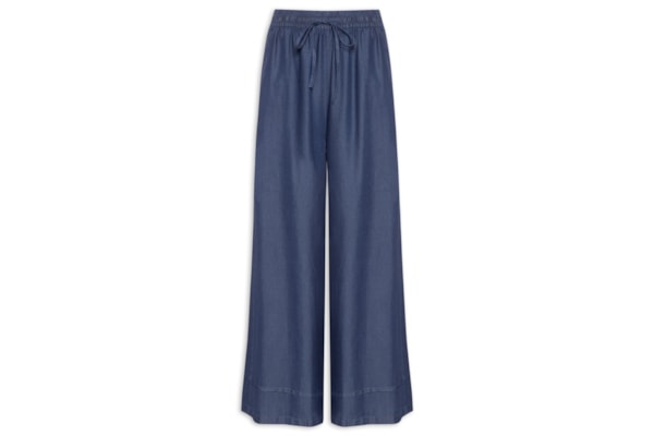 Calça Feminina Jeans Pantalona - Azul