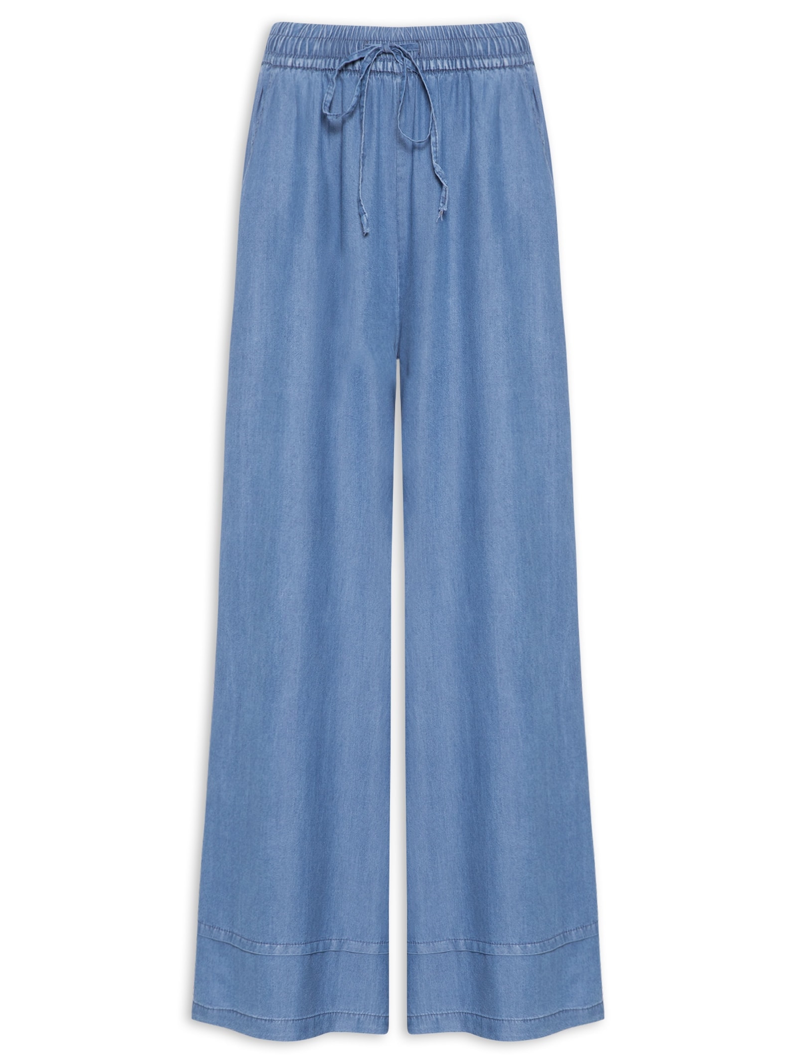 Calça Feminina Jeans Pantalona Azul Basiq