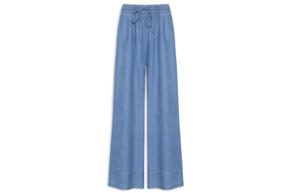 Calça Feminina Jeans Pantalona - Azul