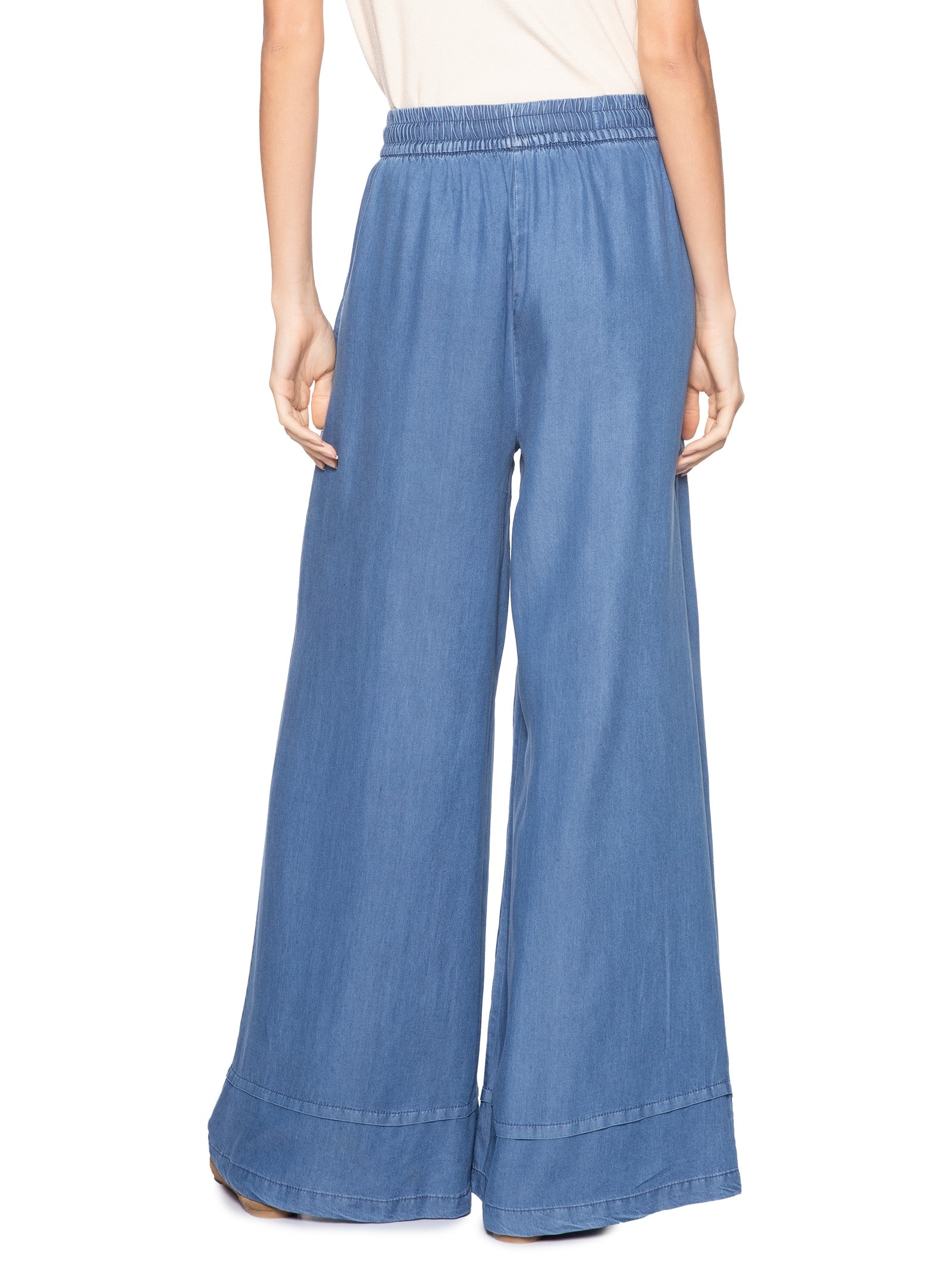 Calça Feminina Jeans Pantalona Azul Basiq