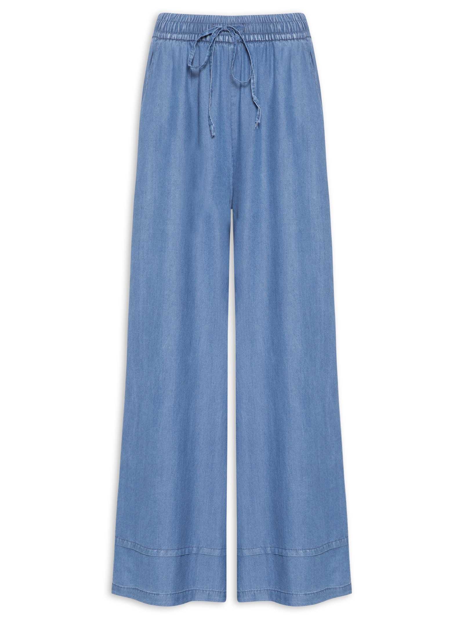 Calça Feminina Jeans Pantalona Azul Basiq