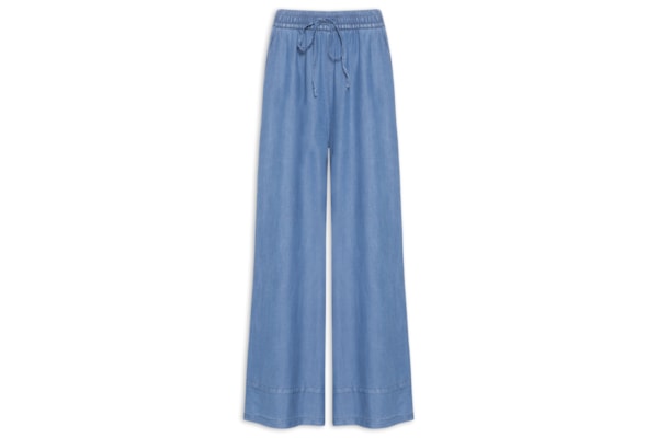 Calça Feminina Jeans Pantalona - Azul